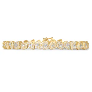 10k Yellow Gold Baguette and Round Diamond Bracelet 4.32 ctw