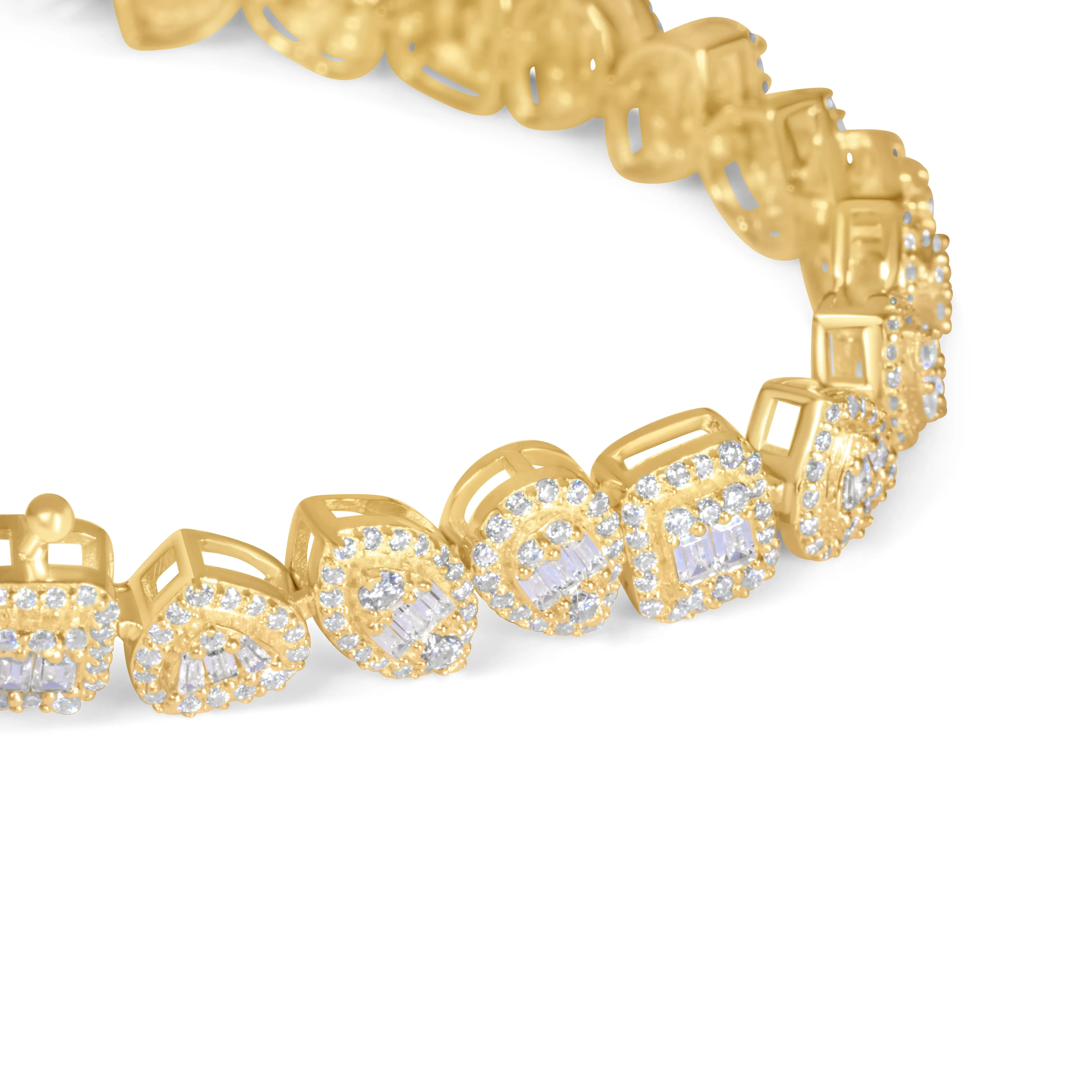 10k Yellow Gold Baguette and Round Diamond Bracelet 4.32 ctw