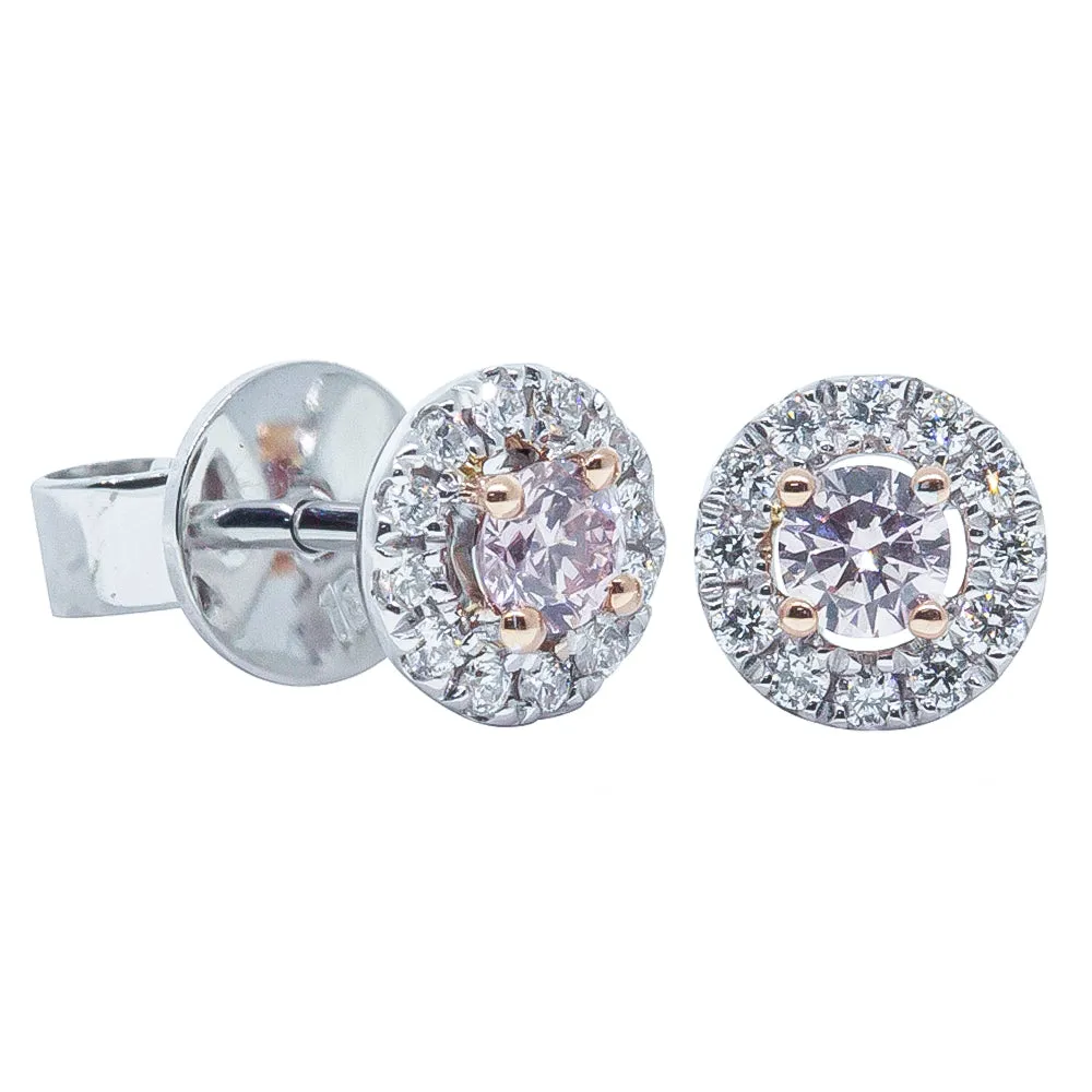 18ct White Gold .16ct Fancy Pink Diamond Earrings