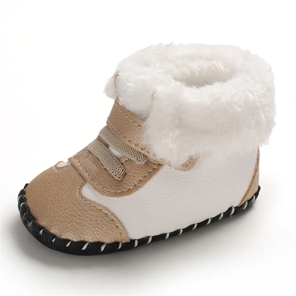 2019 New Cute Newborn Baby Girls Boys Snow Boots Winter Leather Boots Infant Soft Bottom Shoes Baby PU Furry Warm Boots 0-18M