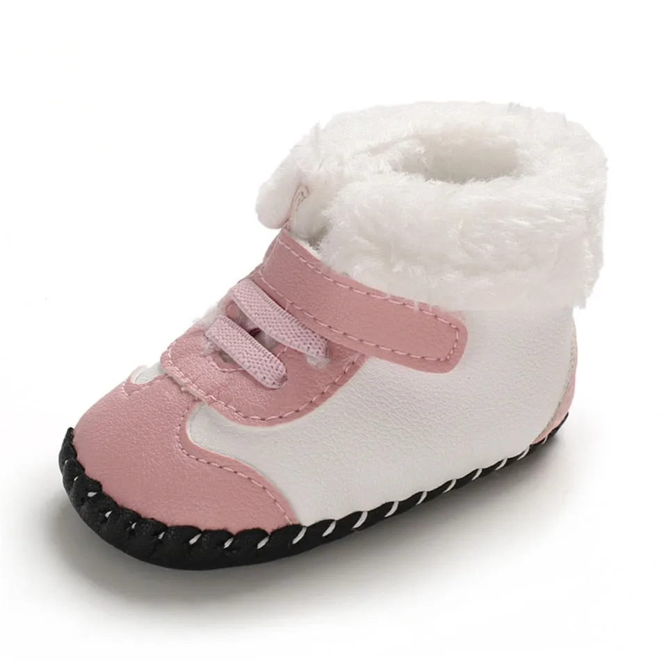 2019 New Cute Newborn Baby Girls Boys Snow Boots Winter Leather Boots Infant Soft Bottom Shoes Baby PU Furry Warm Boots 0-18M