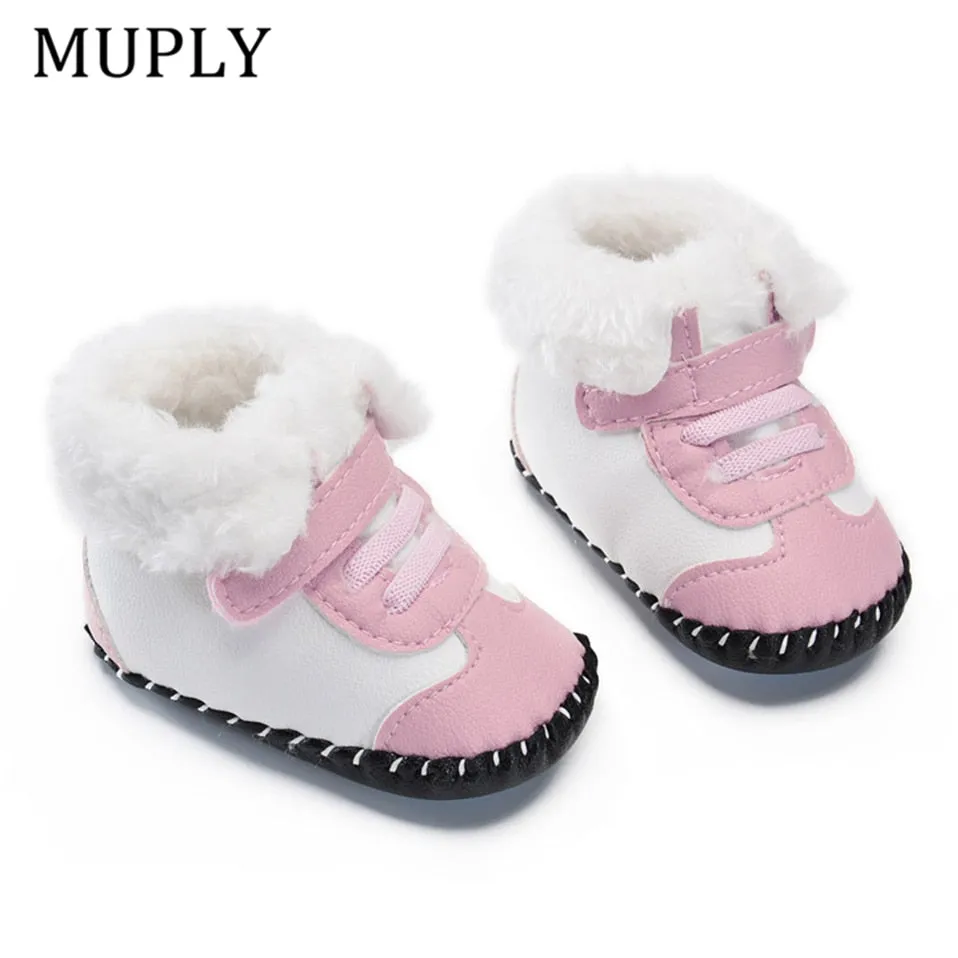 2019 New Cute Newborn Baby Girls Boys Snow Boots Winter Leather Boots Infant Soft Bottom Shoes Baby PU Furry Warm Boots 0-18M