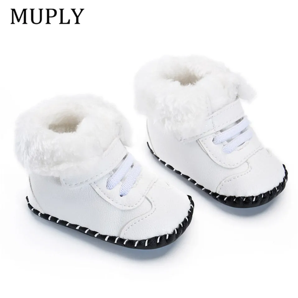 2019 New Cute Newborn Baby Girls Boys Snow Boots Winter Leather Boots Infant Soft Bottom Shoes Baby PU Furry Warm Boots 0-18M