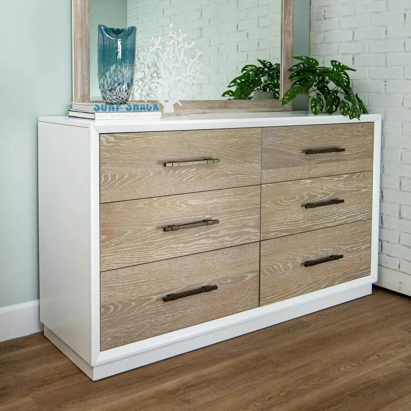 62" High Gloss Boca Grande Six Drawer Double Dresser