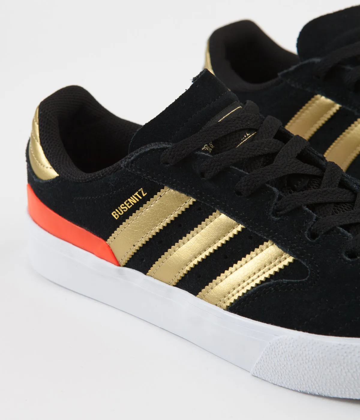 Adidas Busenitz Vulc II Shoes - Core Black / Gold Metallic / Solar Red