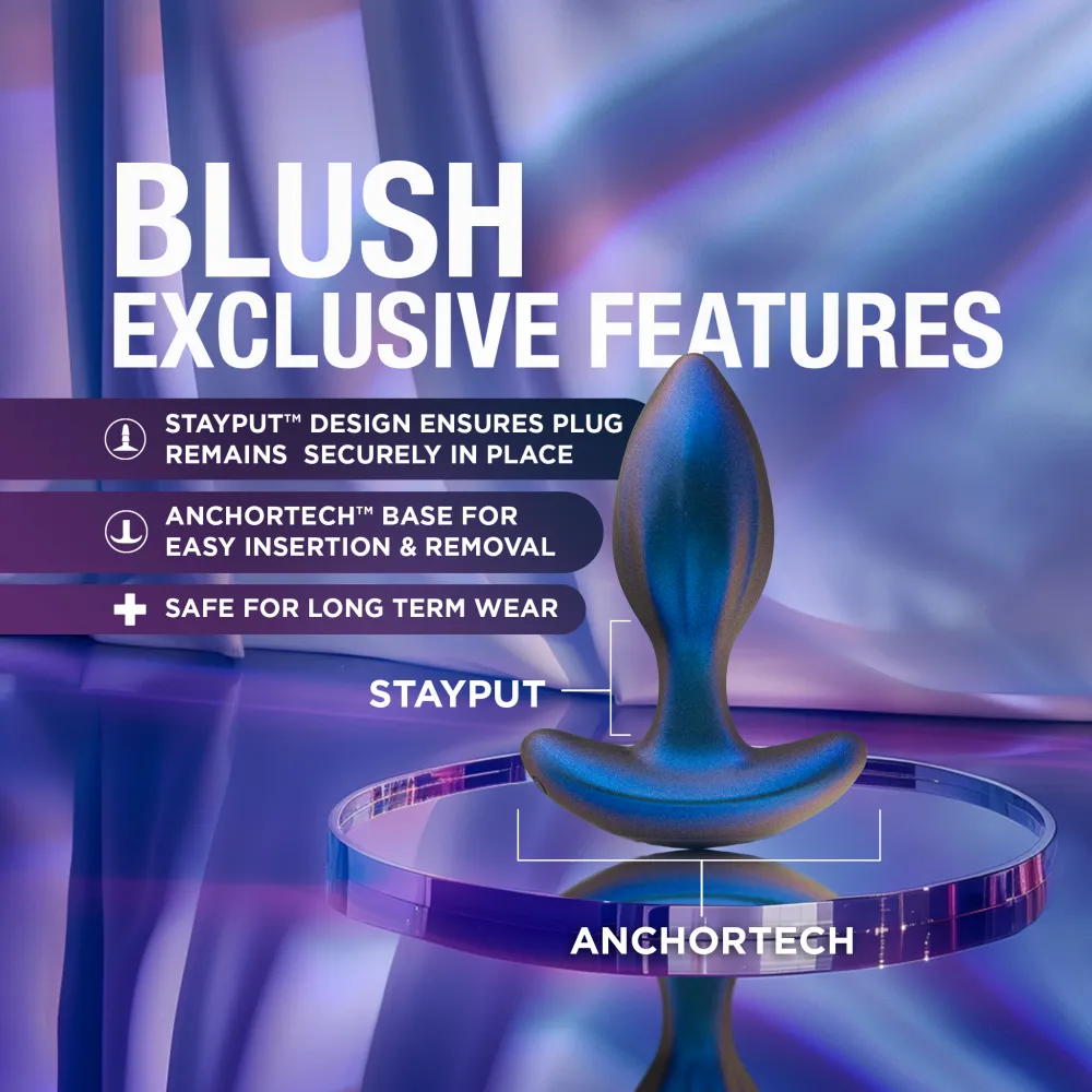 Anal Adventures Matrix By Blush® | Cosmos Plug Vibrating Anal Training Kit With Wireless Remote - Stayput™ Technology & AnchorTech™ Base - Lunar Blue