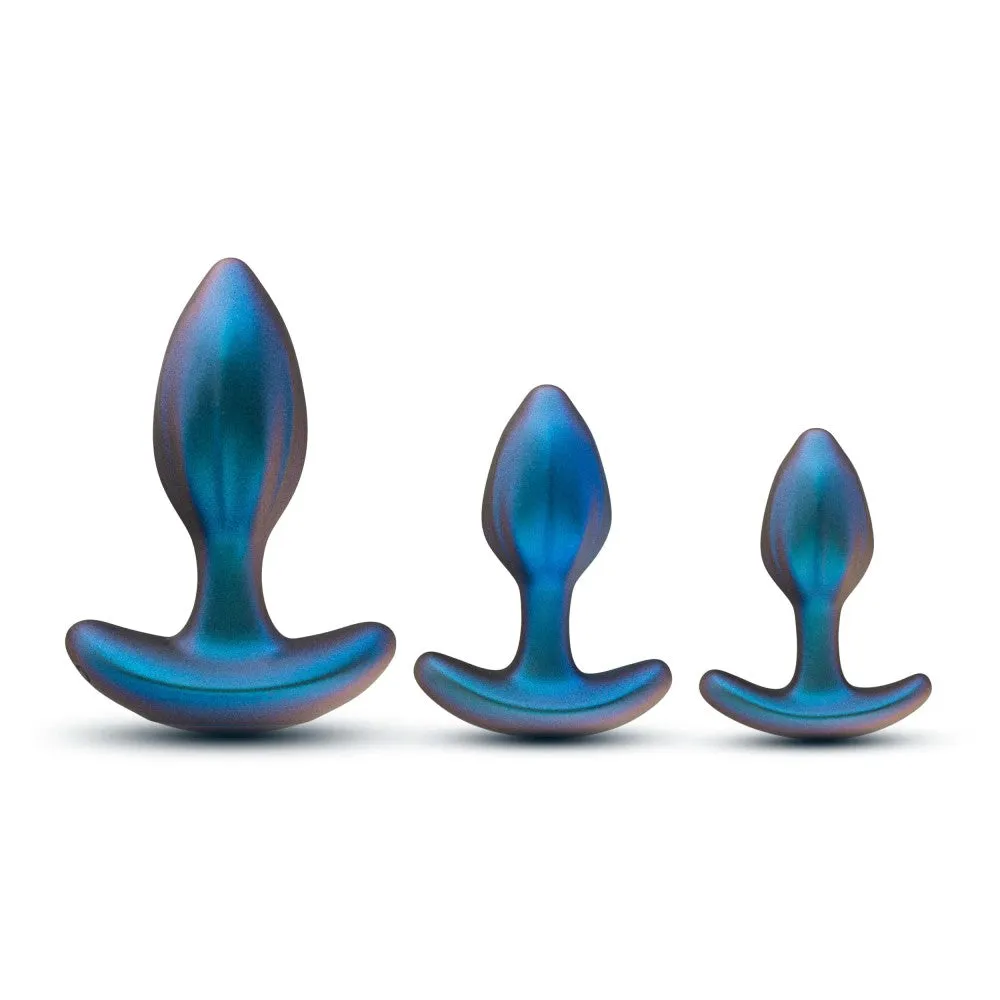 Anal Adventures Matrix By Blush® | Cosmos Plug Vibrating Anal Training Kit With Wireless Remote - Stayput™ Technology & AnchorTech™ Base - Lunar Blue