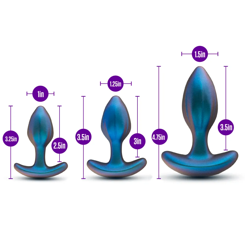 Anal Adventures Matrix By Blush® | Cosmos Plug Vibrating Anal Training Kit With Wireless Remote - Stayput™ Technology & AnchorTech™ Base - Lunar Blue