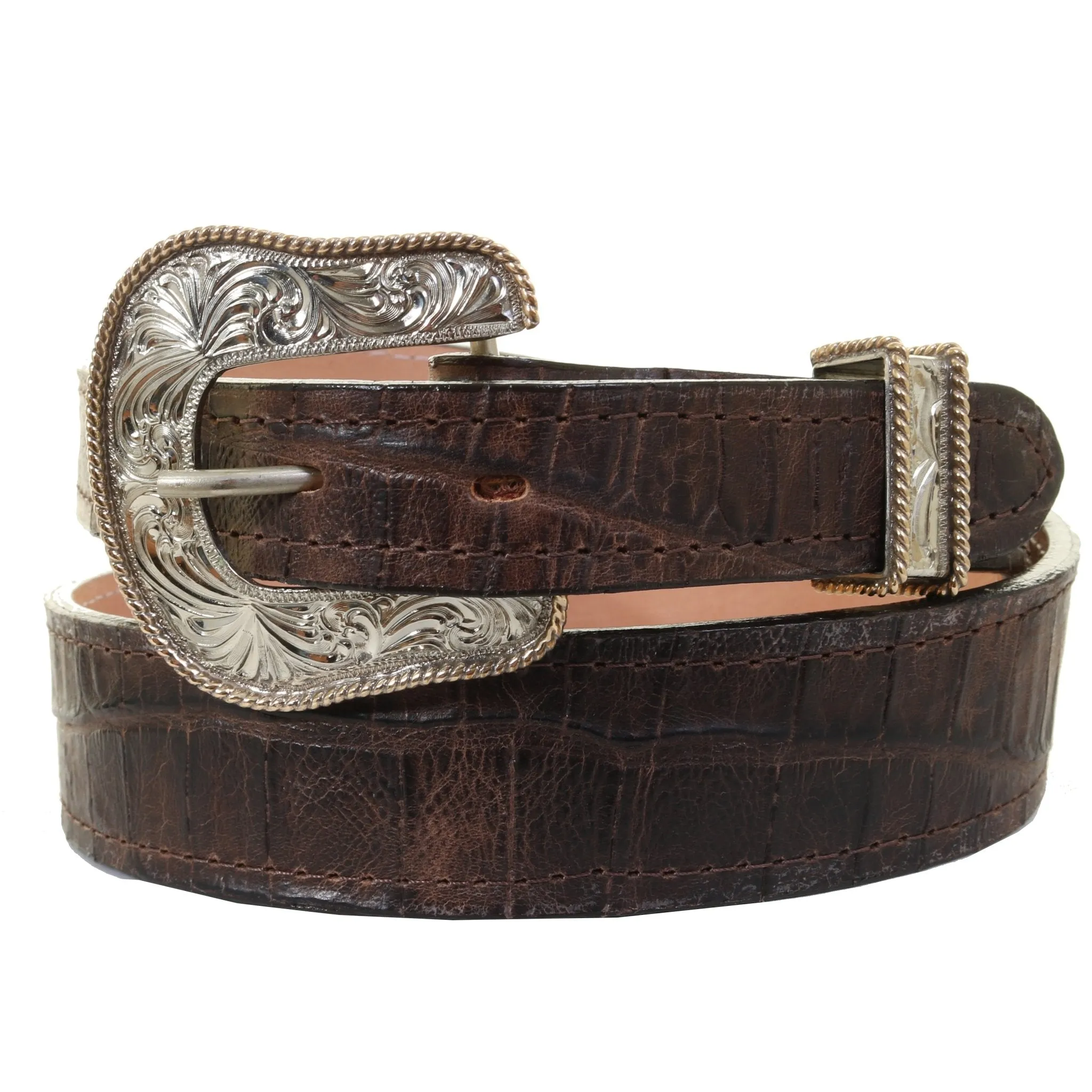 B1103 - Cognac Tail Gator Print Belt