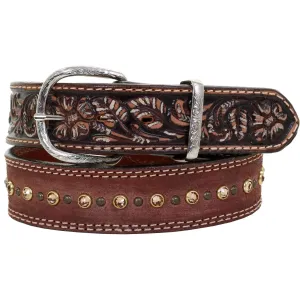 B994B - Brown Rough Out Tooled Belt