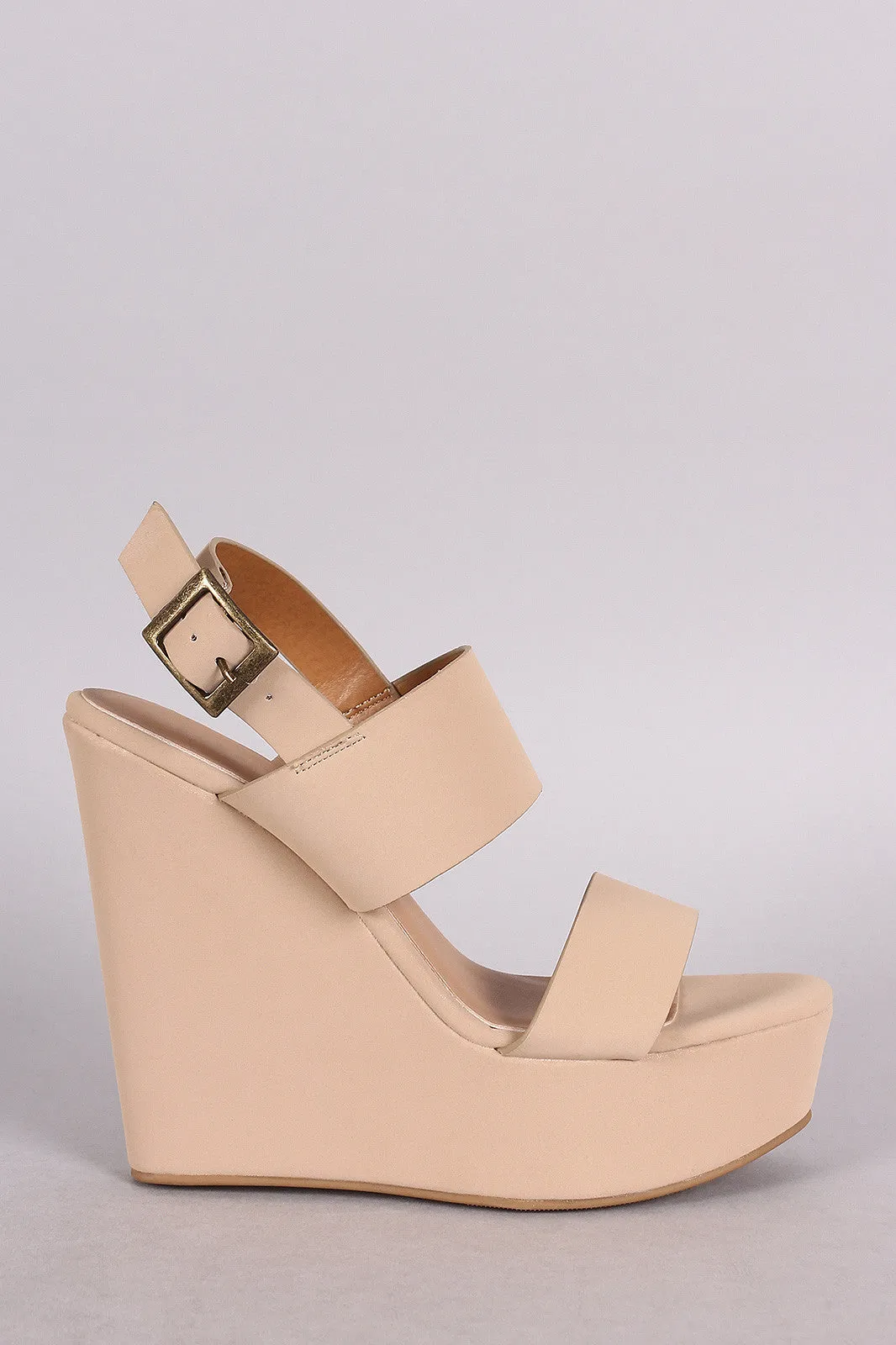 Bamboo Two Bands Open Toe Wedge