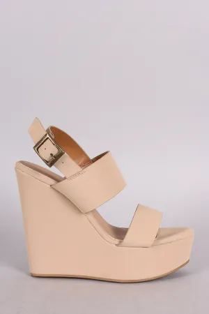 Bamboo Two Bands Open Toe Wedge