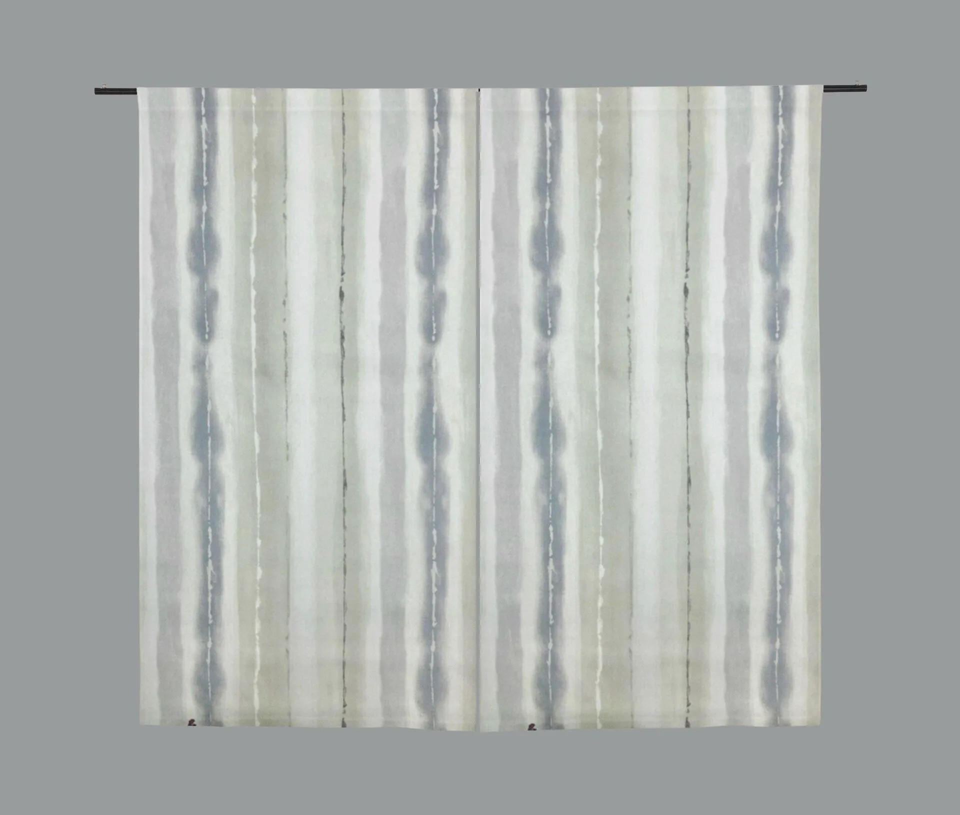 Beige and Greyish Blue Paint Lines Panama Fabric