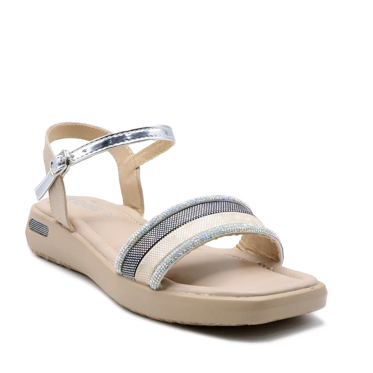 Stylish Beige Strappy Sandal with Embellishments - L00780028