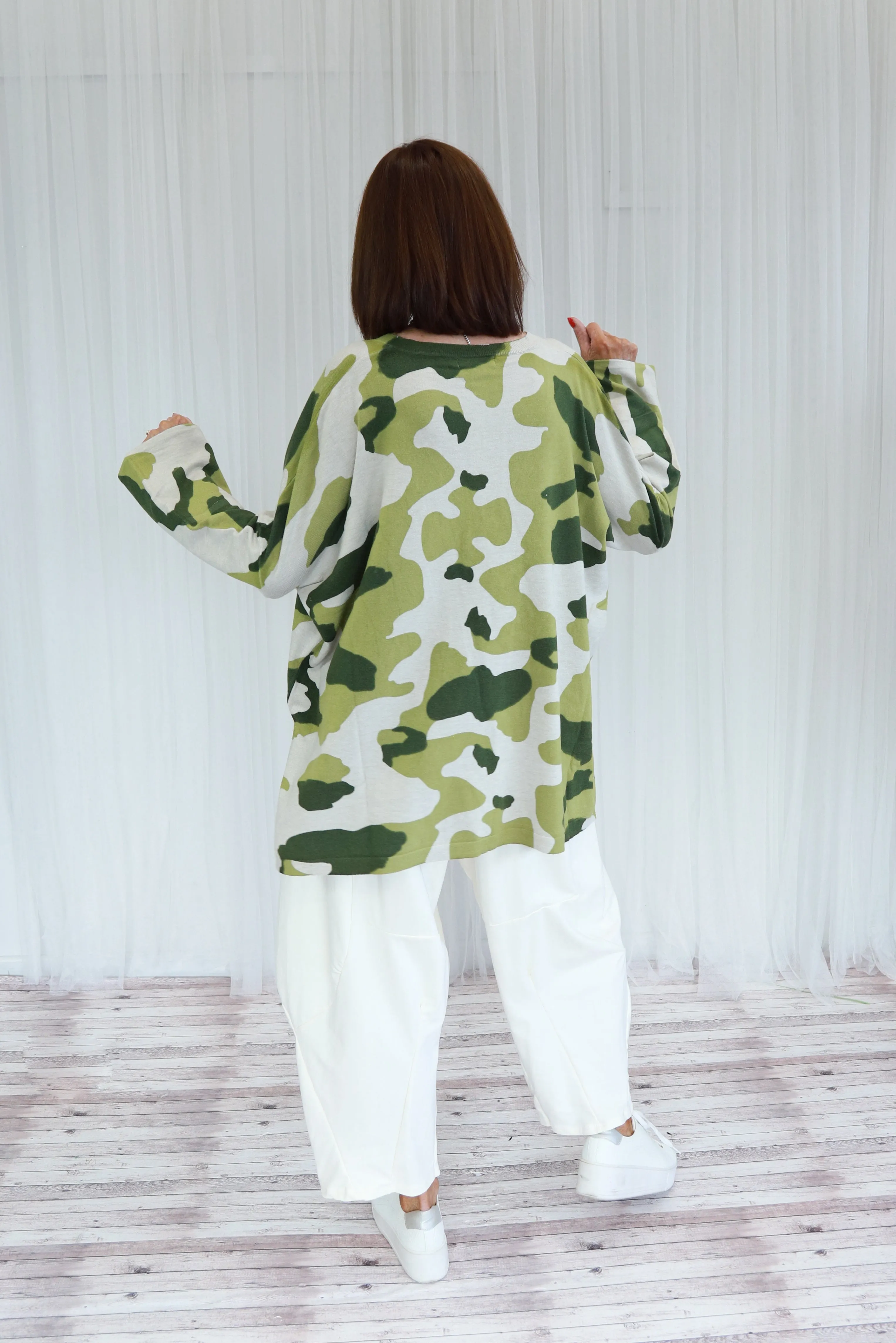 CAMILA CAMO WATERFALL TOP - GREEN WF1129