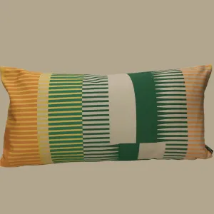 Combed Stripe Cushion - Bottle green, straw   mustard - Back in stock