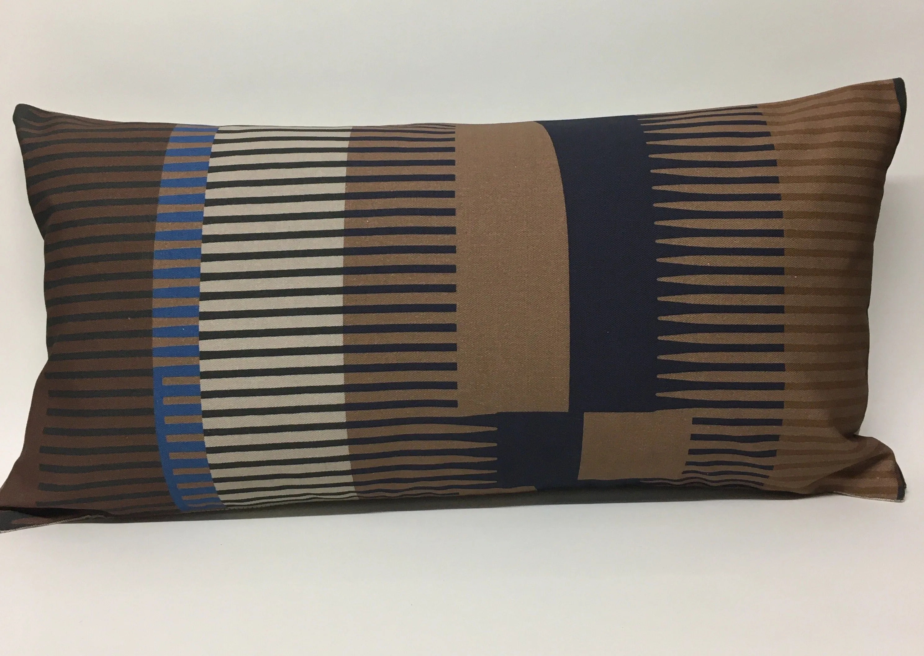 Combed Stripe Cushion - Mocha, Navy   chocolate