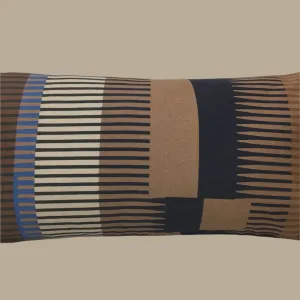 Combed Stripe Cushion - Mocha, Navy   chocolate