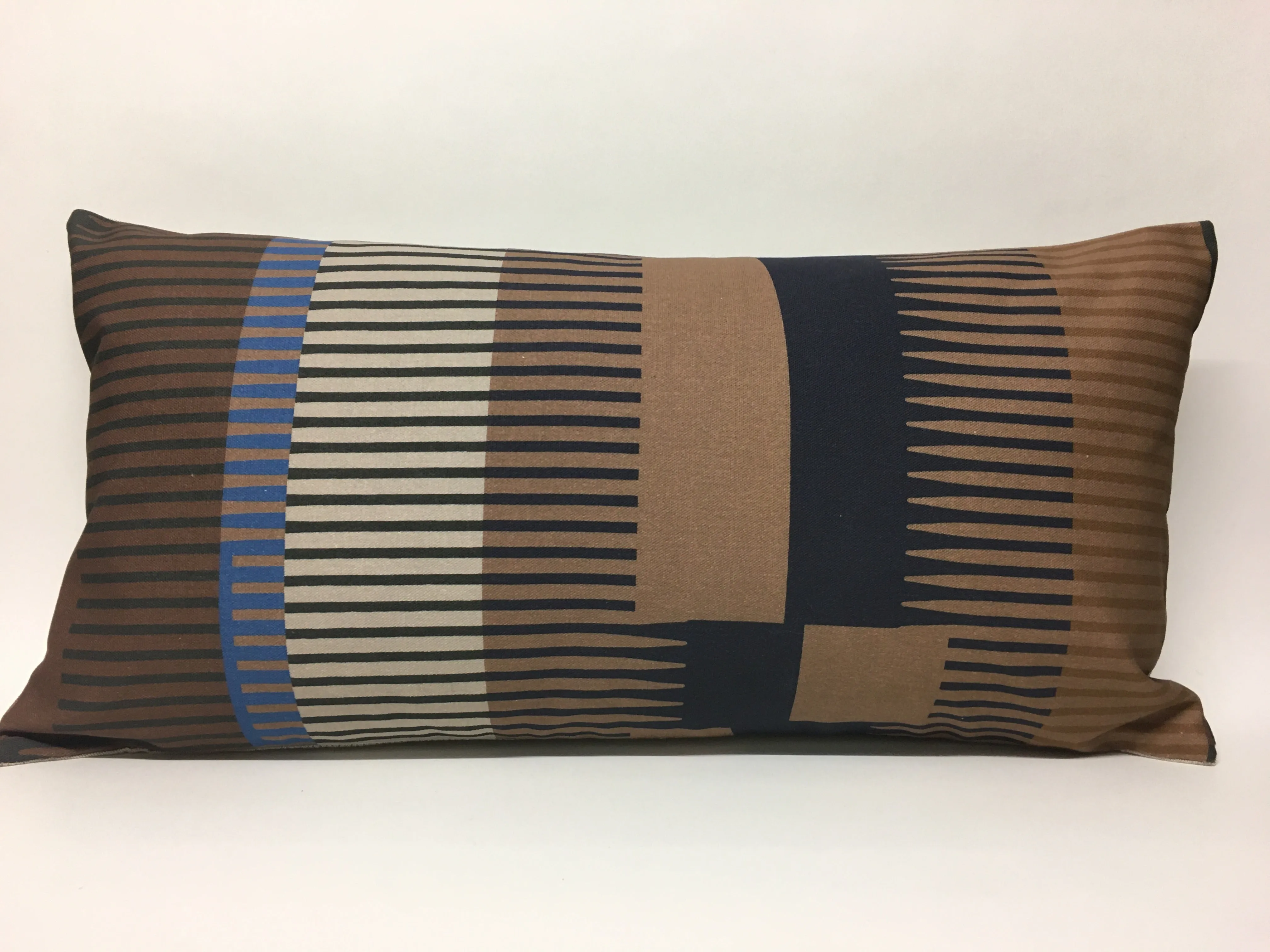 Combed Stripe Cushion - Mocha, Navy   chocolate