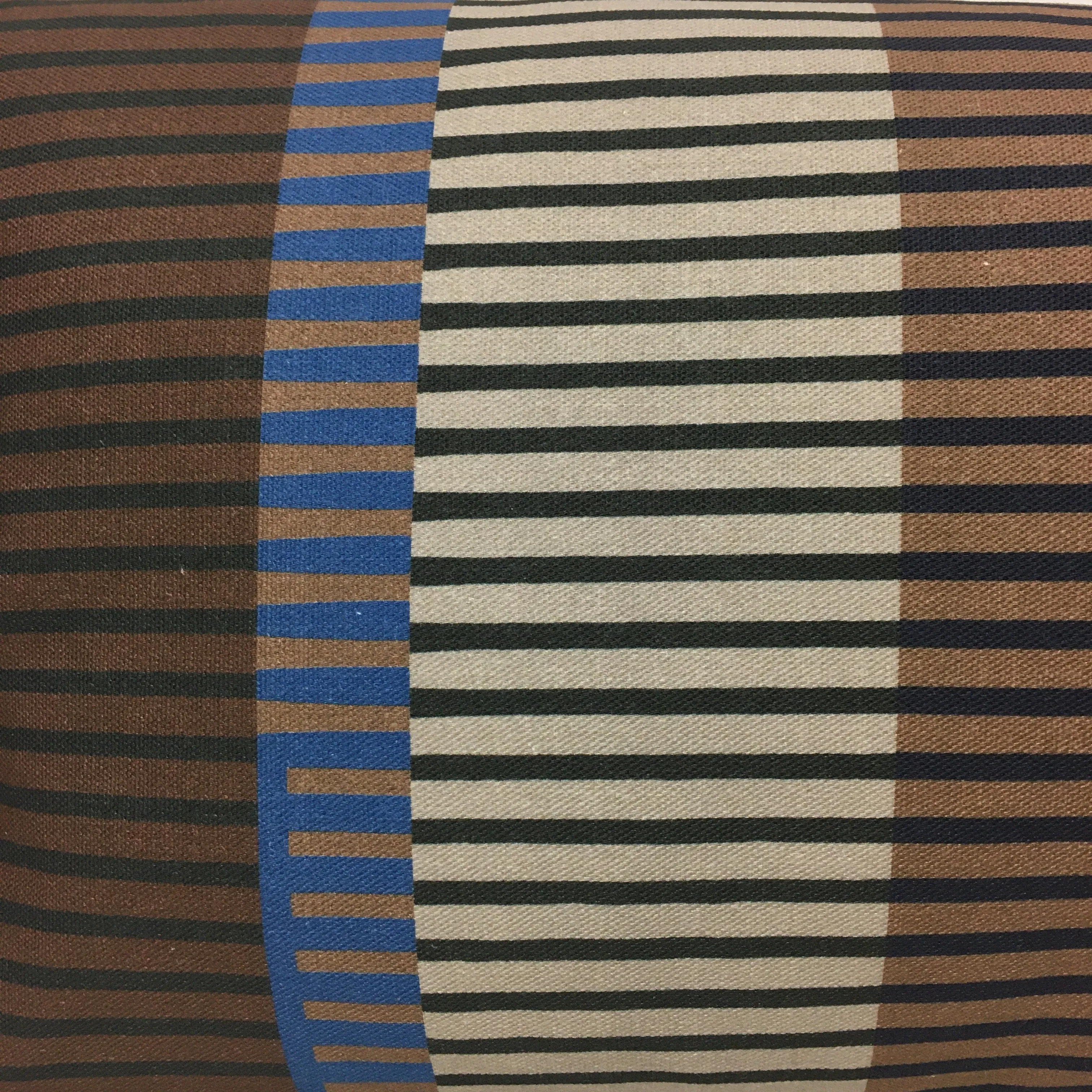 Combed Stripe Cushion - Mocha, Navy   chocolate