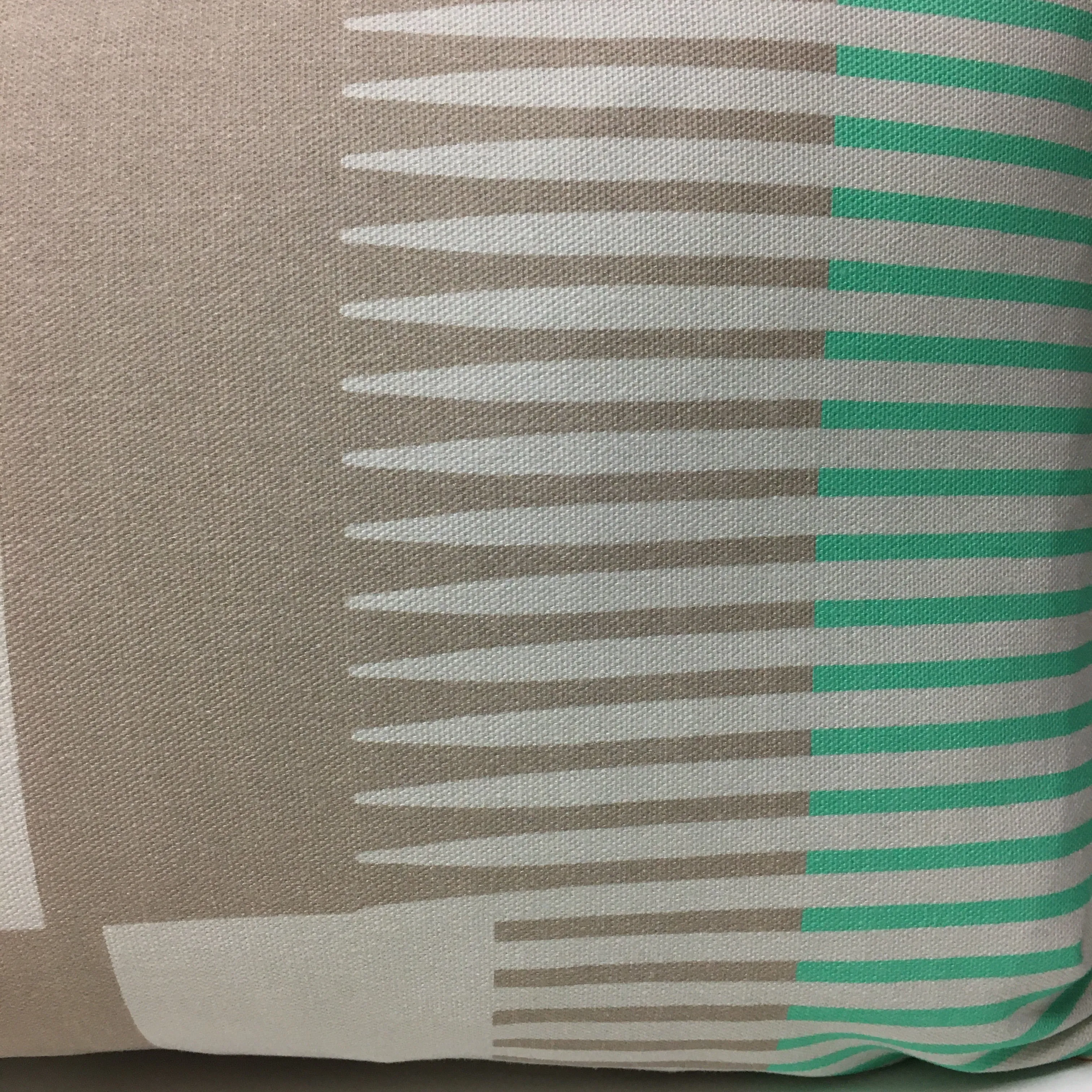 Combed Stripe Cushion - Pastel mint, peach   grey