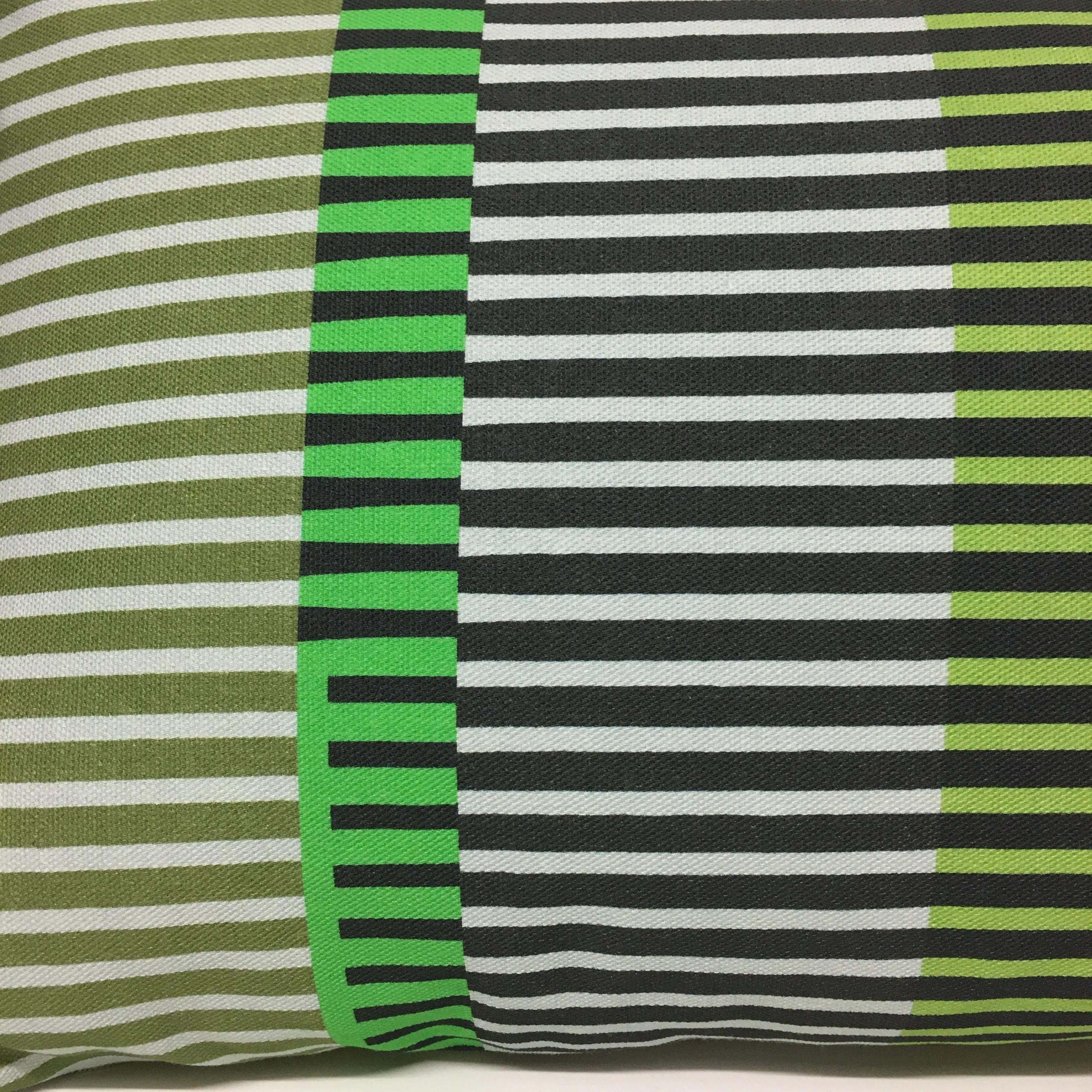 Combed Stripe Cushion - Pea green, black   grey