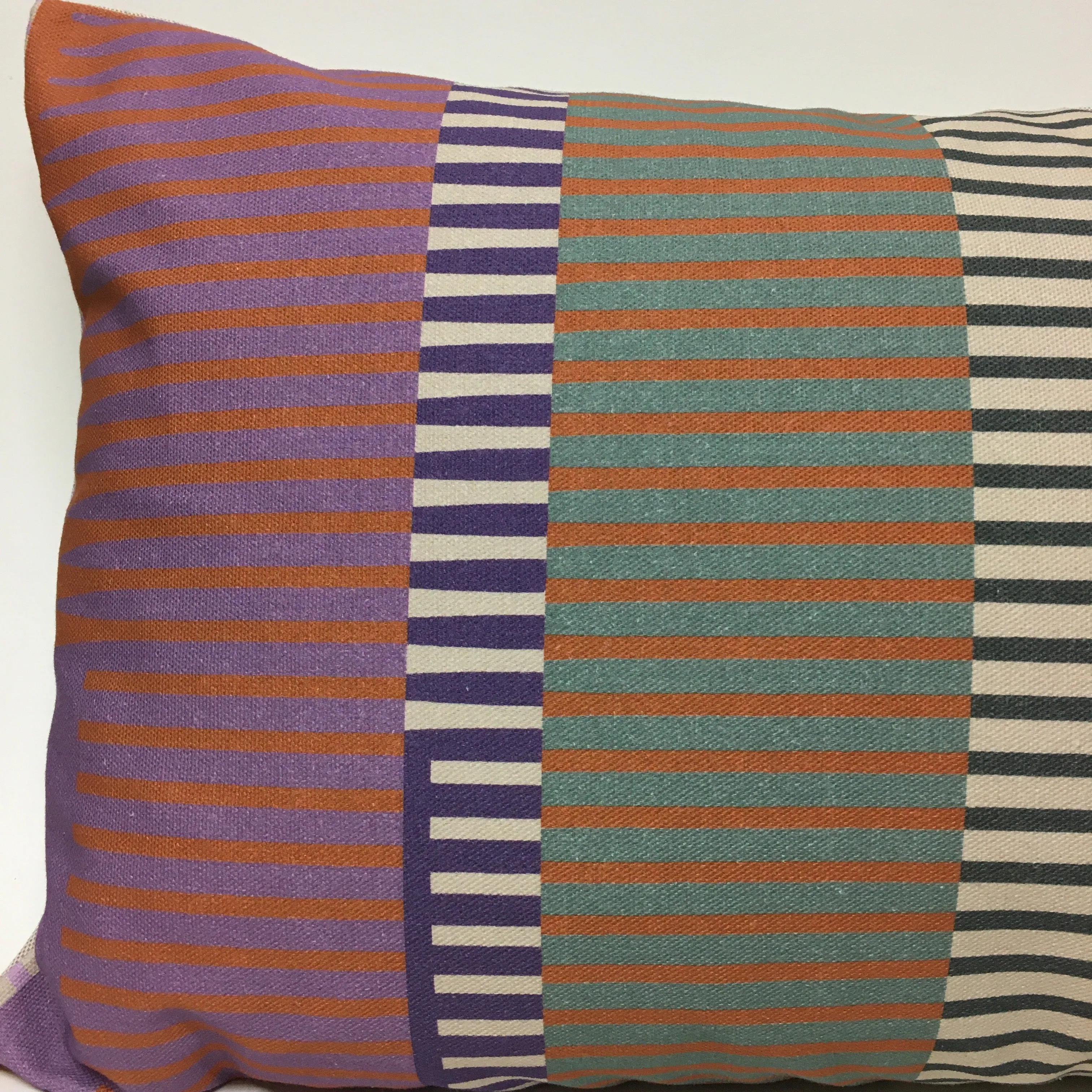 Combed Stripe Cushion - Raspberry, lilac   terracotta