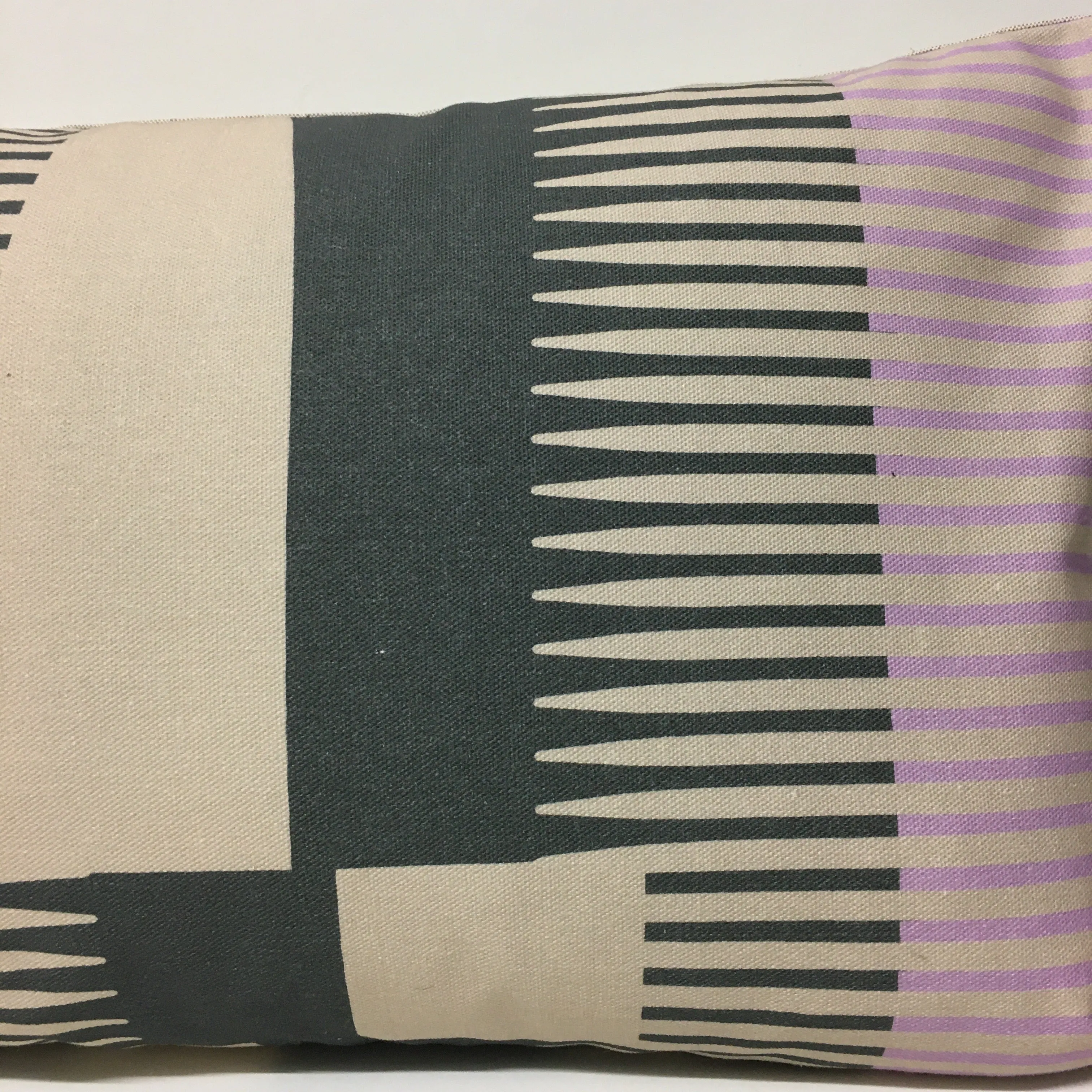 Combed Stripe Cushion - Raspberry, lilac   terracotta