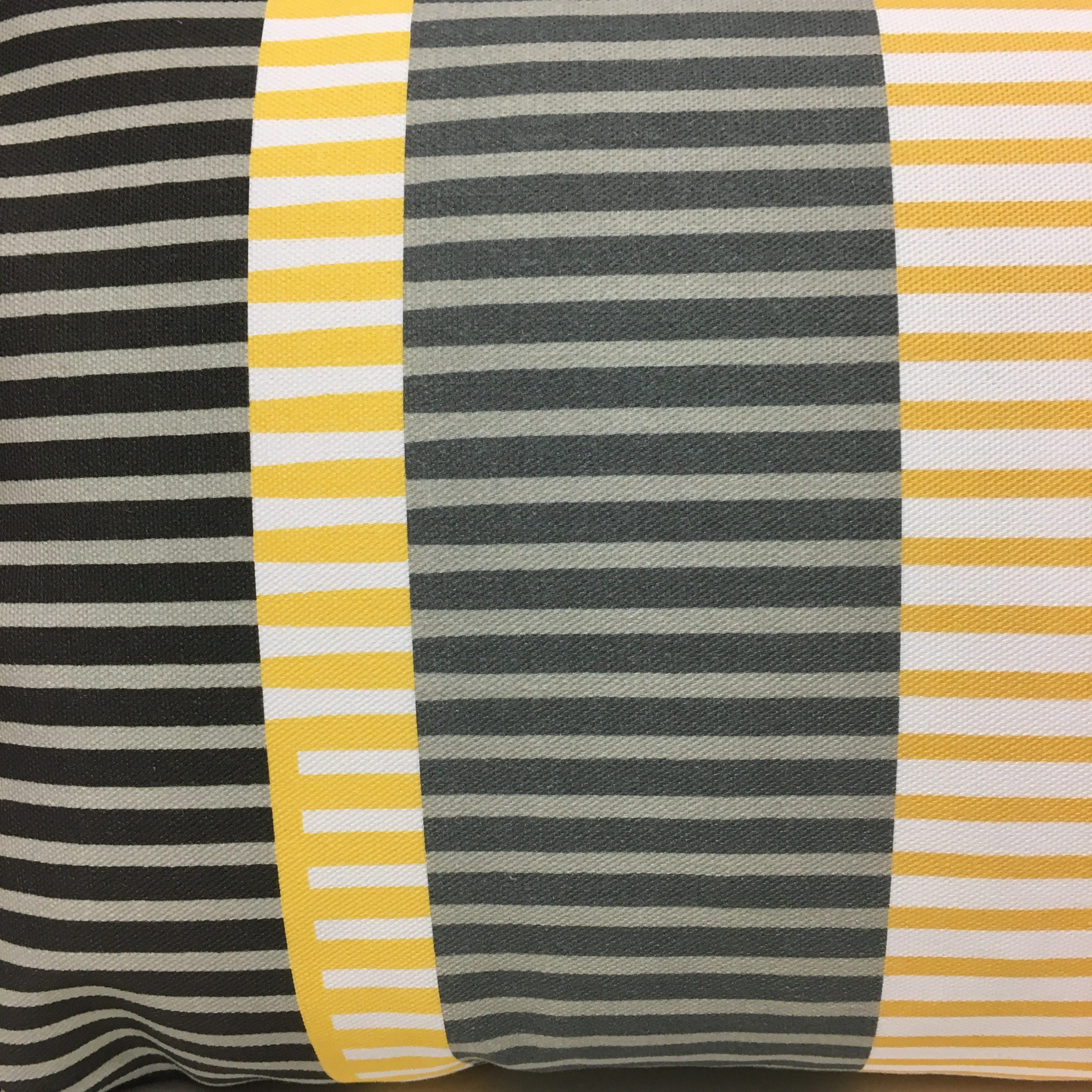 Combed Stripe Cushion - Saffron, charcoal   white ( two available )