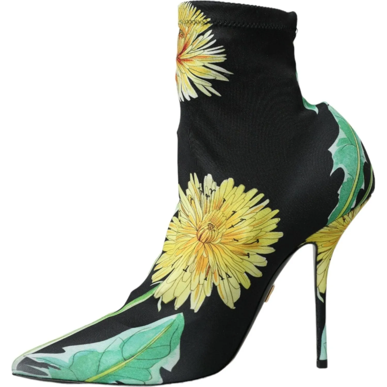 Dolce & Gabbana Black Floral Jersey Stretch Ankle Boots Shoes