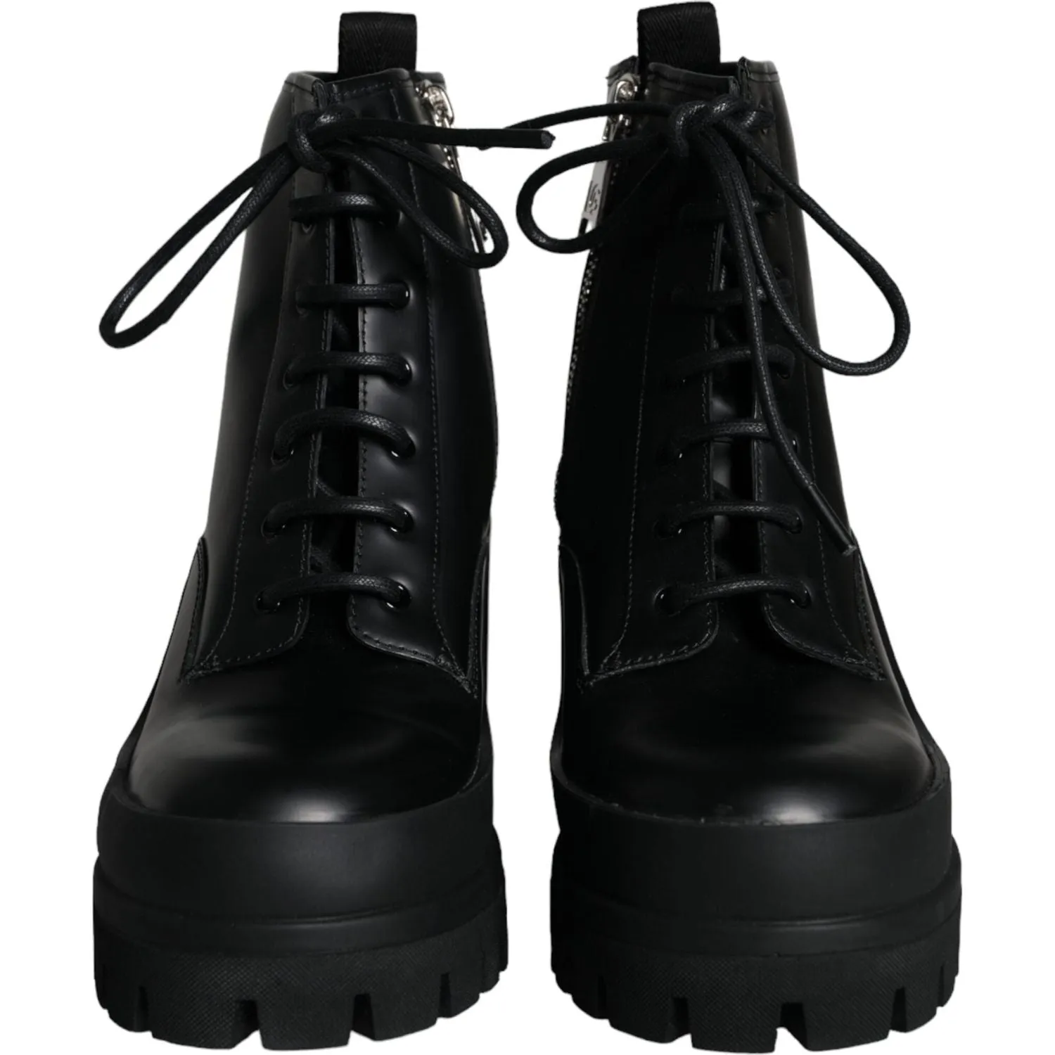 Dolce & Gabbana Black Lace Up Trekking Ankle Boots Men Shoes