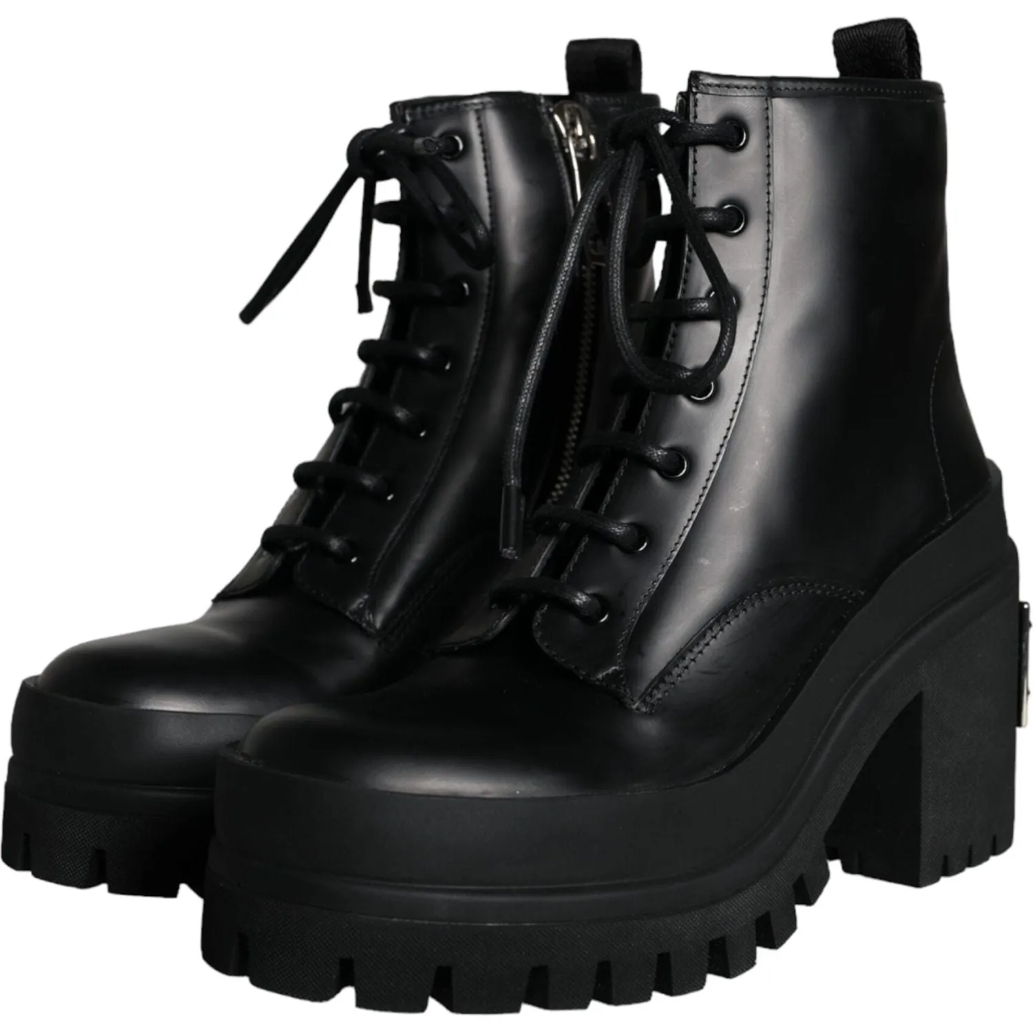 Dolce & Gabbana Black Lace Up Trekking Ankle Boots Men Shoes