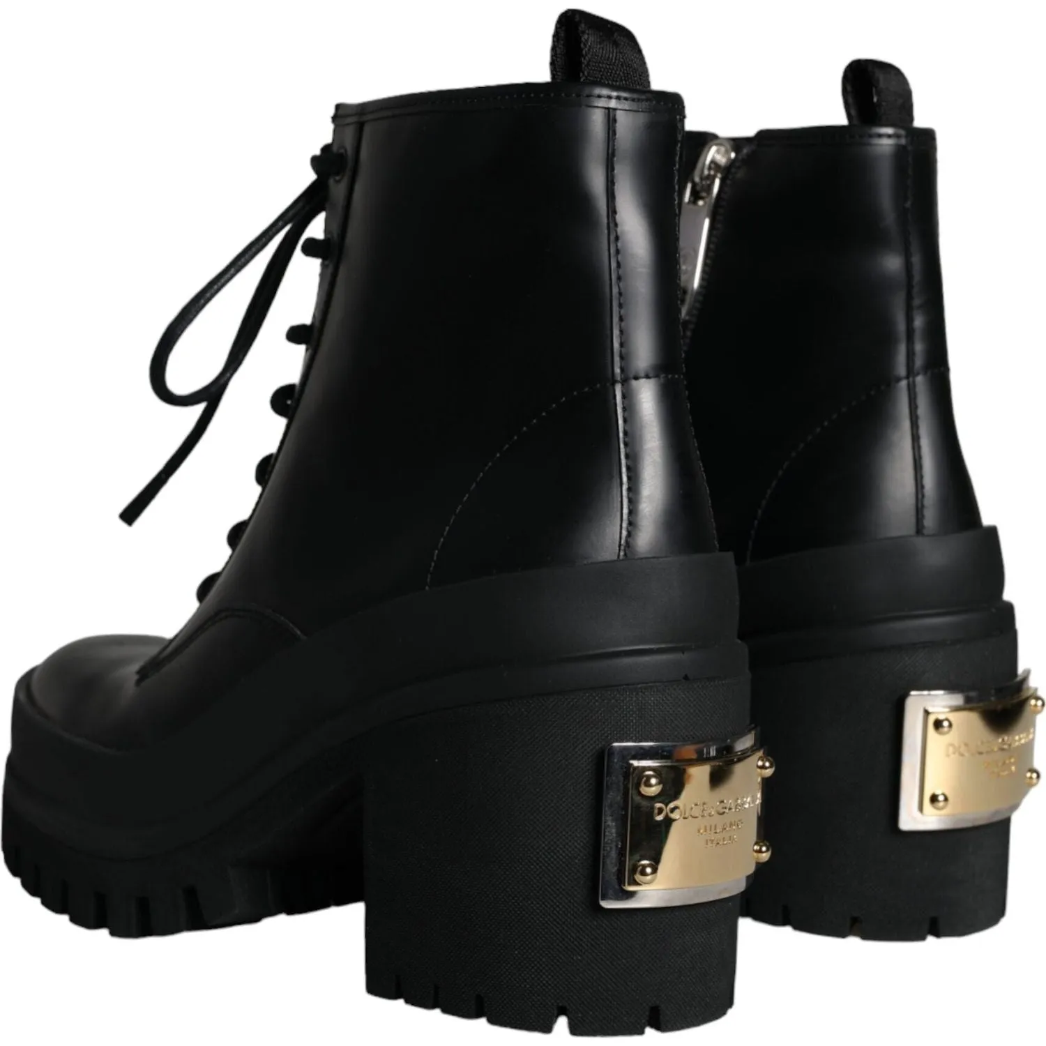 Dolce & Gabbana Black Lace Up Trekking Ankle Boots Men Shoes