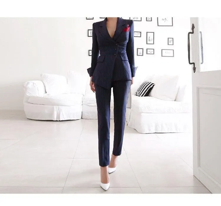 Fancy Striped Women Pantsuit