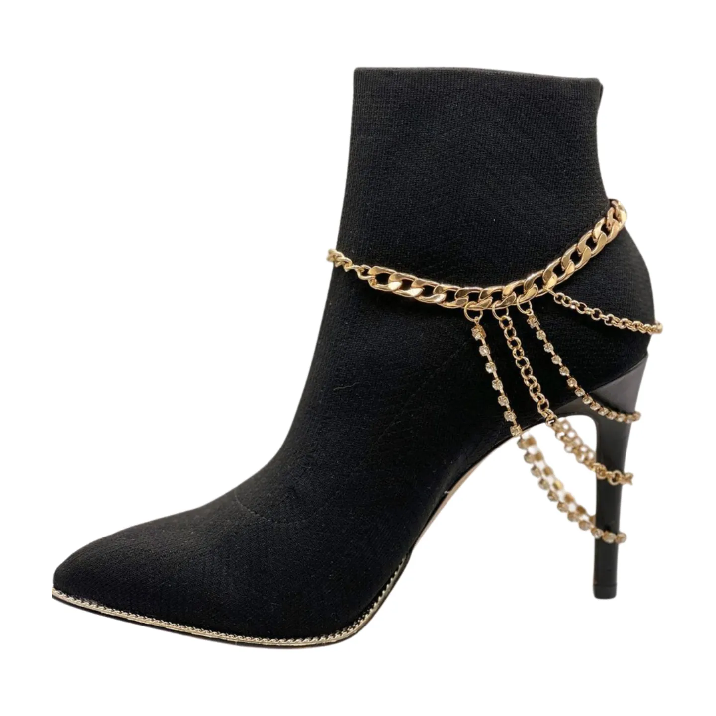 Gold Metal Boot Chain Bracelet Anklet Shoe Multi Strand Back Charm Jewelry One Size