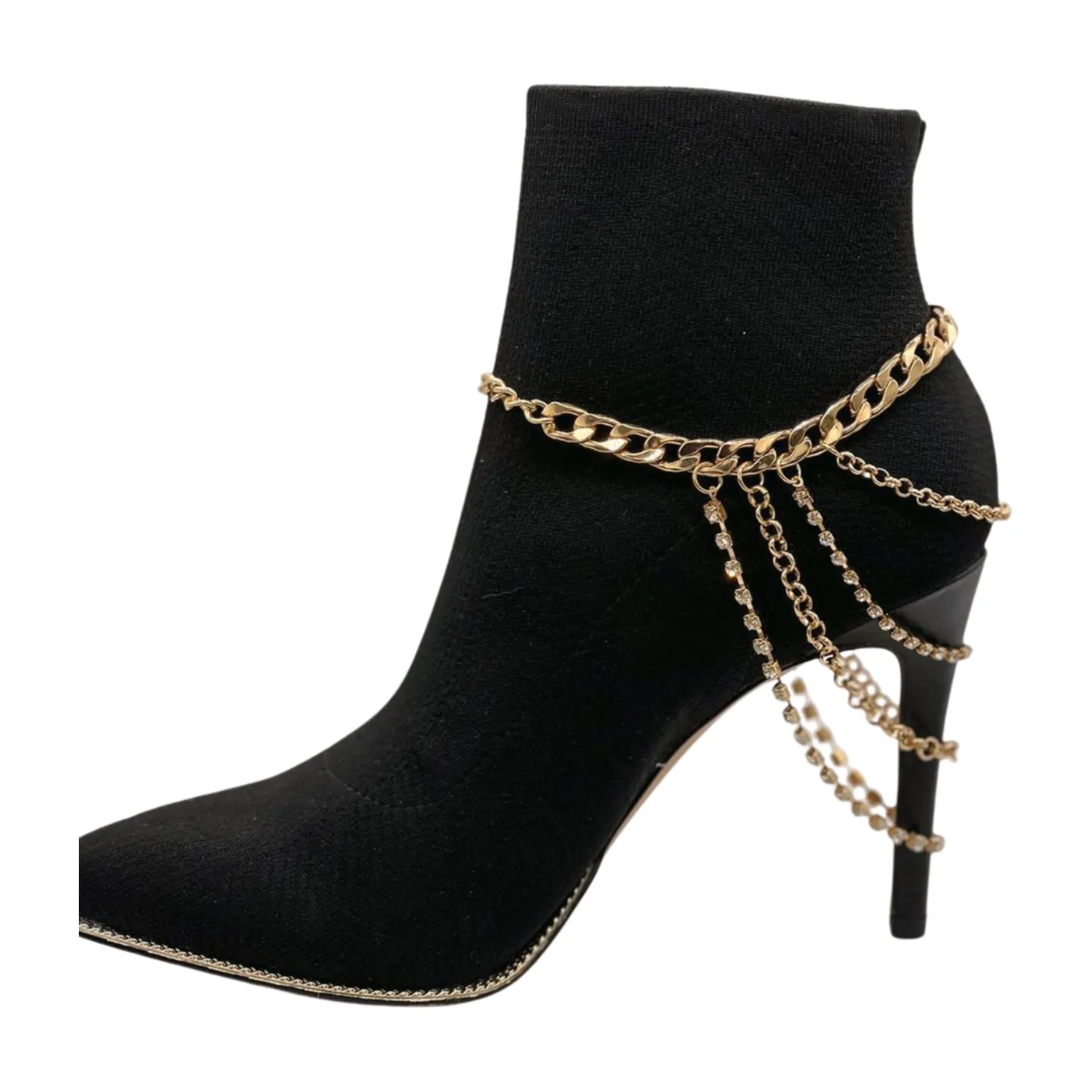 Gold Metal Boot Chain Bracelet Anklet Shoe Multi Strand Back Charm Jewelry One Size