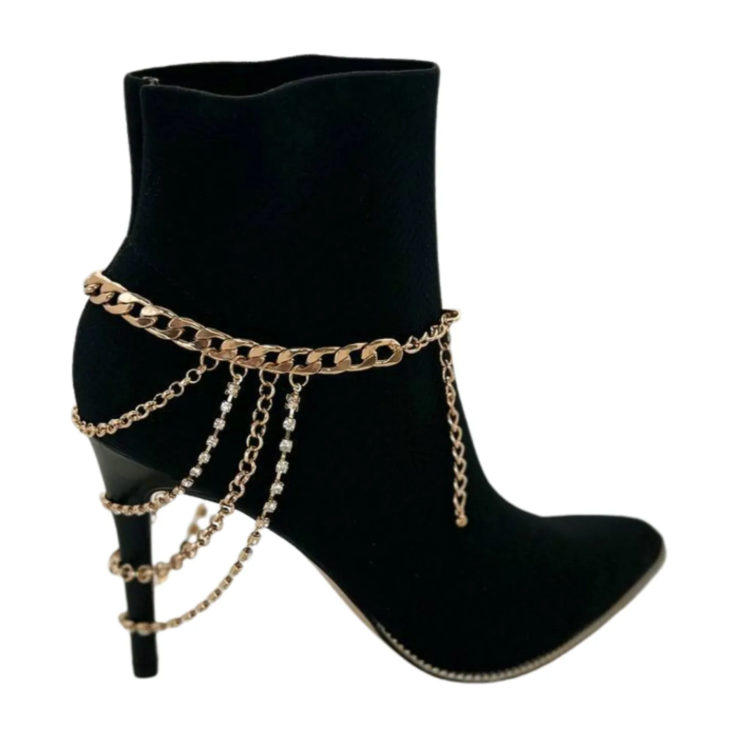 Gold Metal Boot Chain Bracelet Anklet Shoe Multi Strand Back Charm Jewelry One Size