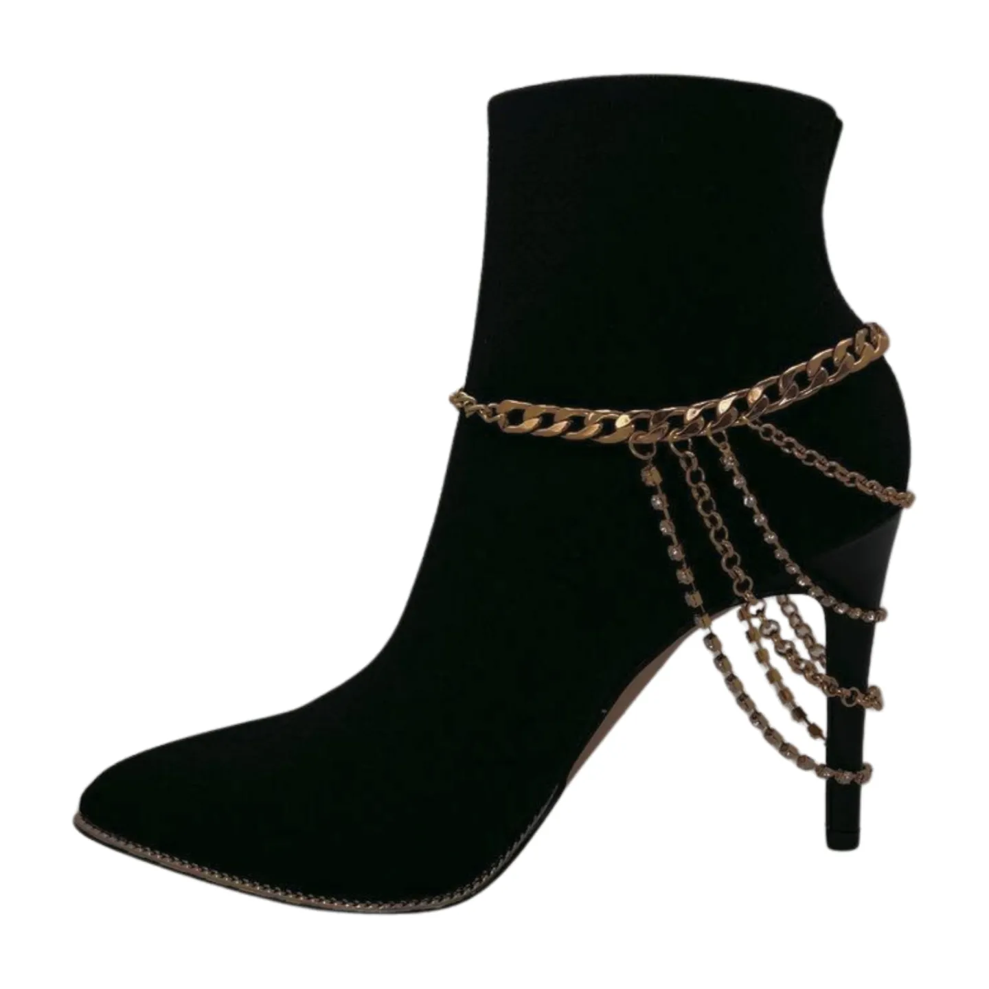 Gold Metal Boot Chain Bracelet Anklet Shoe Multi Strand Back Charm Jewelry One Size