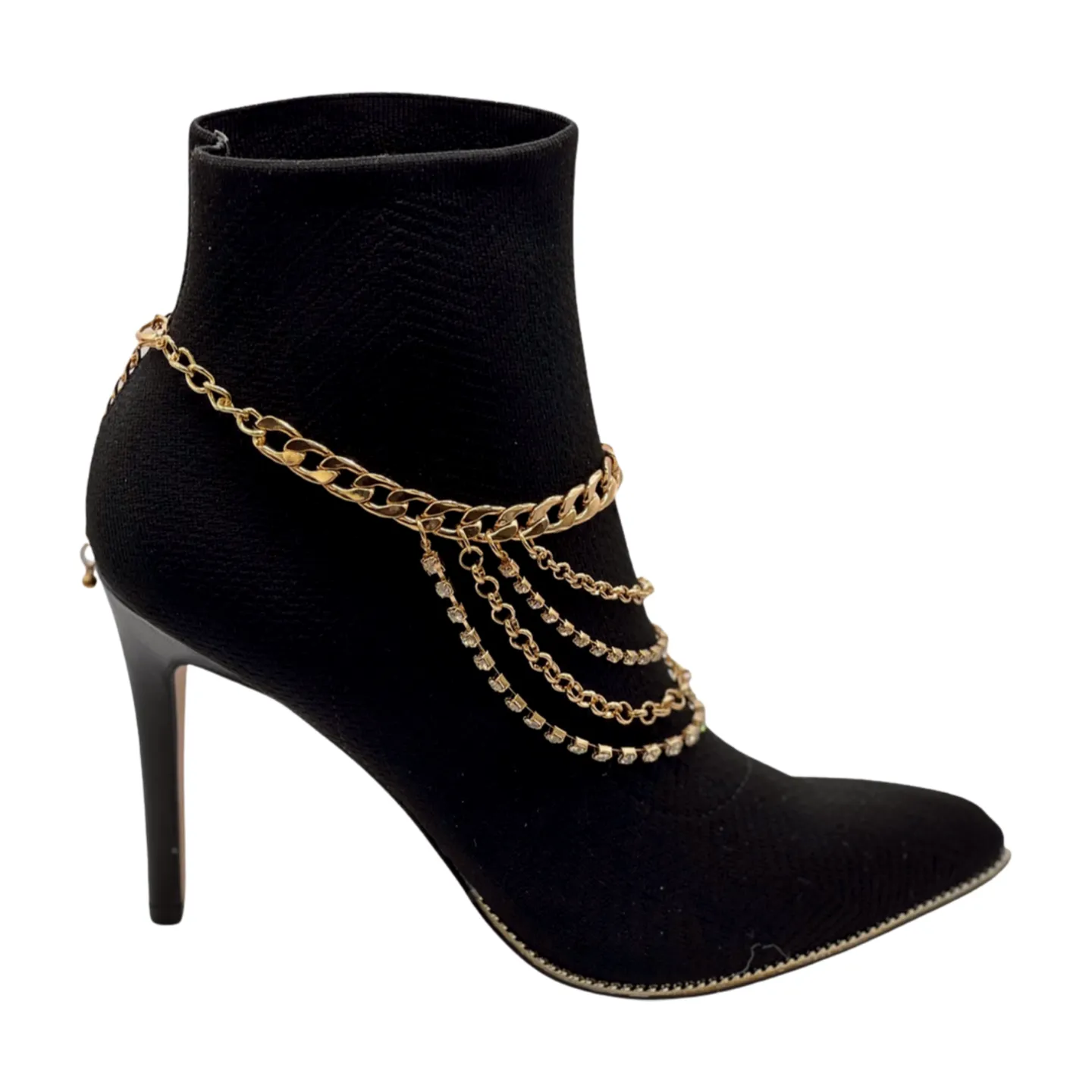 Gold Metal Boot Chain Bracelet Anklet Shoe Multi Strand Back Charm Jewelry One Size