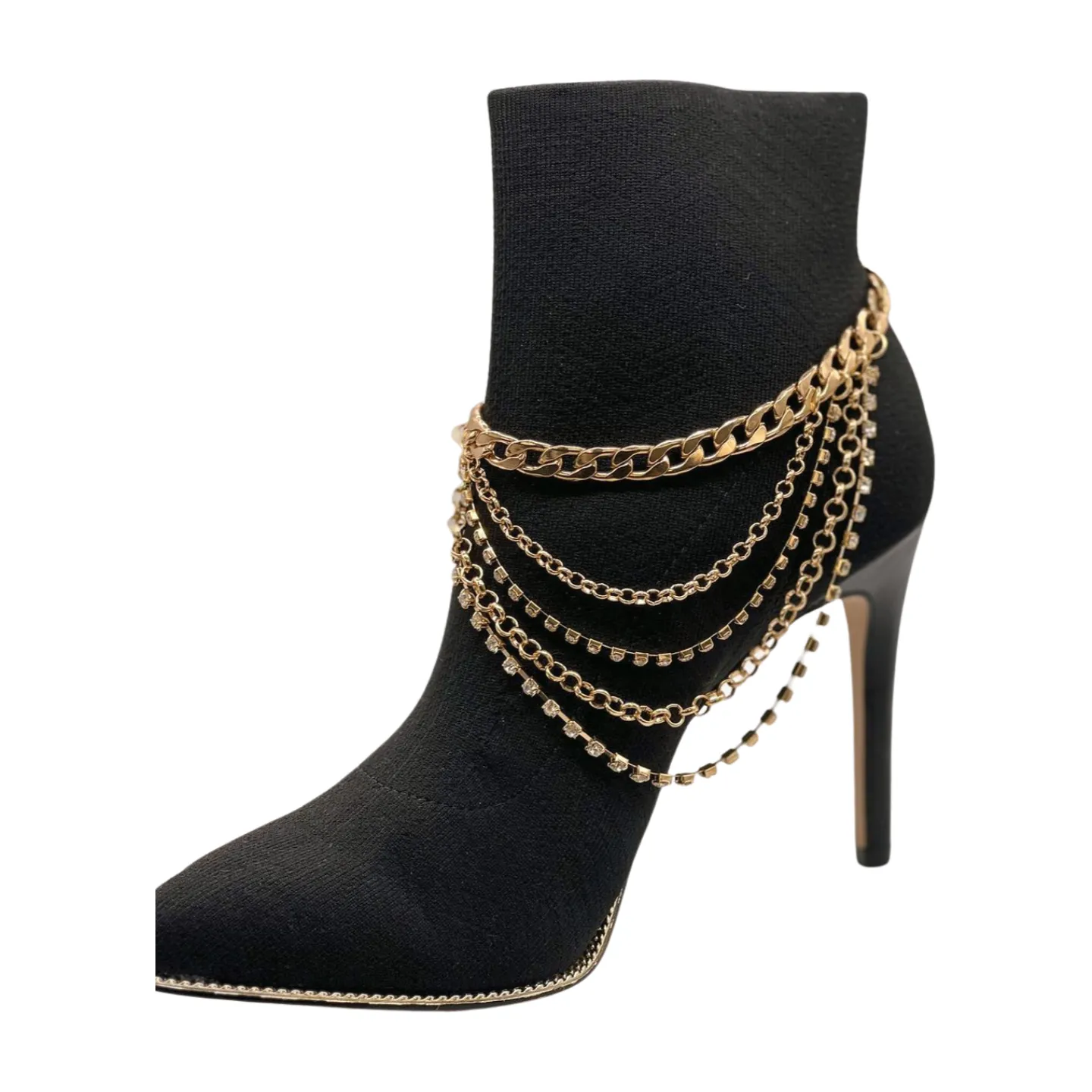 Gold Metal Boot Chain Bracelet Anklet Shoe Multi Strand Back Charm Jewelry One Size