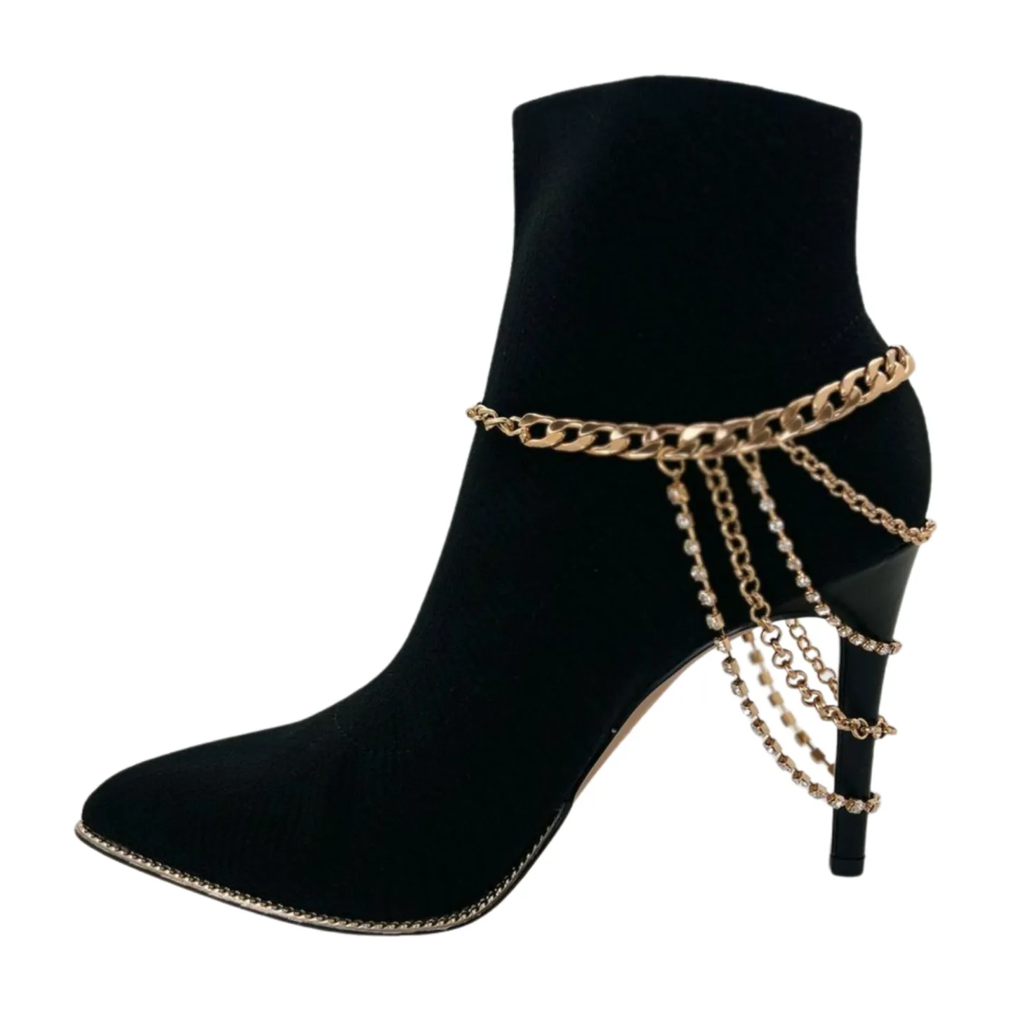 Gold Metal Boot Chain Bracelet Anklet Shoe Multi Strand Back Charm Jewelry One Size