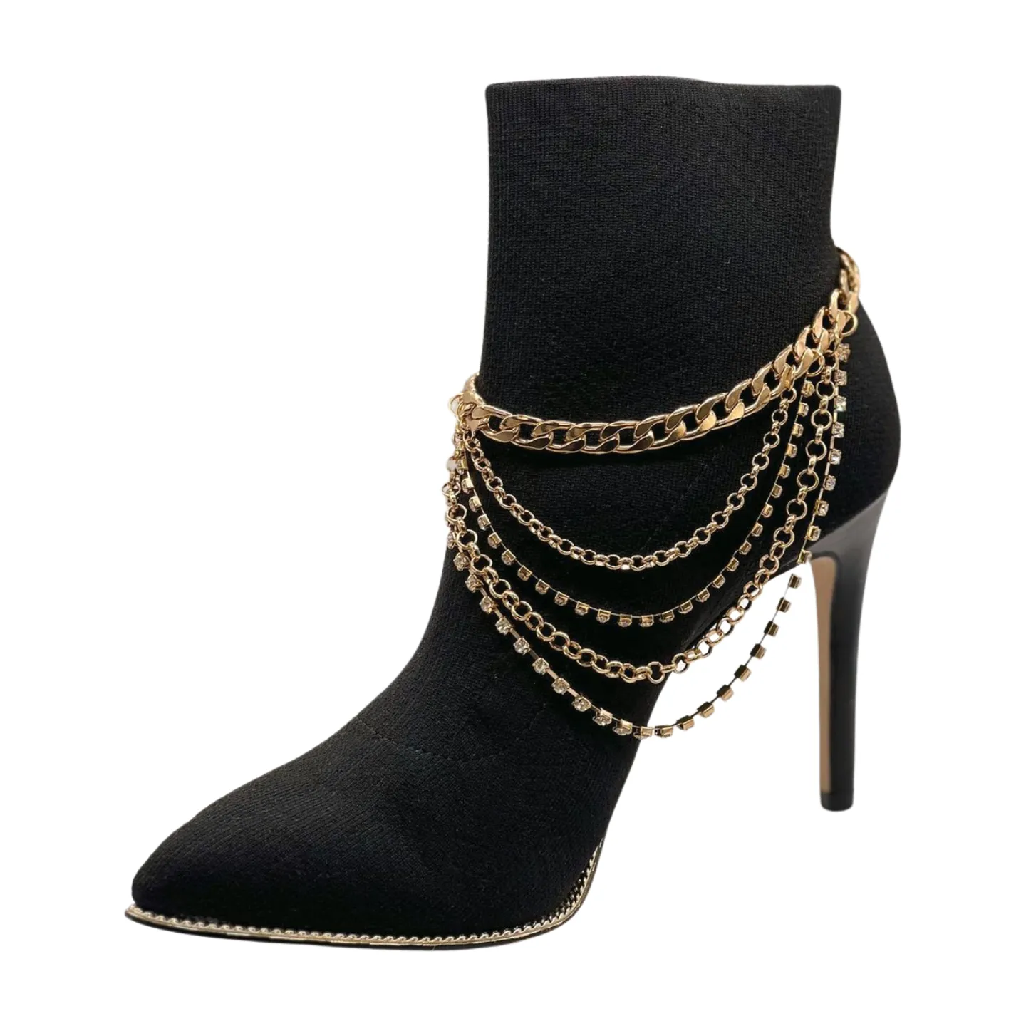 Gold Metal Boot Chain Bracelet Anklet Shoe Multi Strand Back Charm Jewelry One Size