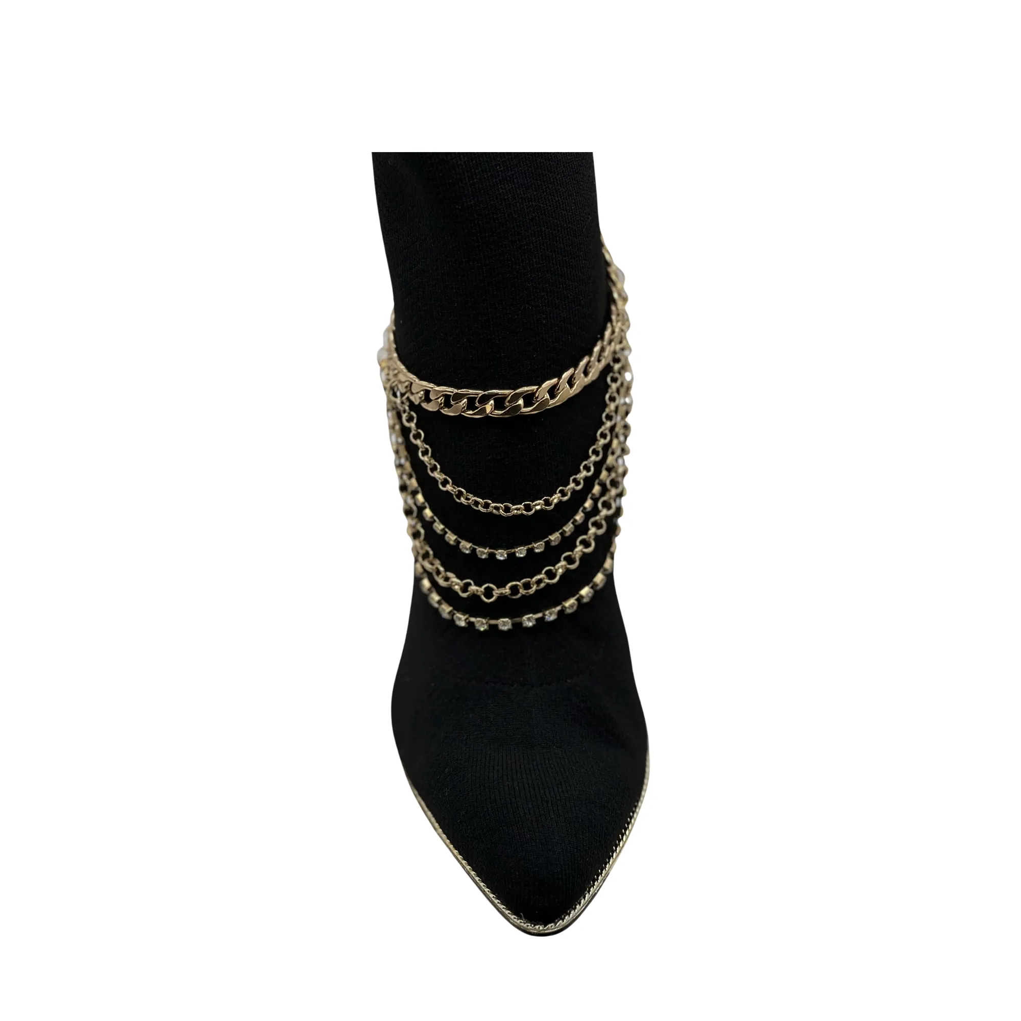 Gold Metal Boot Chain Bracelet Anklet Shoe Multi Strand Back Charm Jewelry One Size