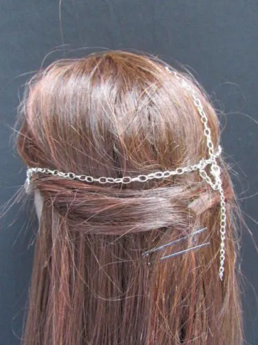 Gold Silver Metal Head Chain Forehead Multi Circlet Coin Bead Women Hair