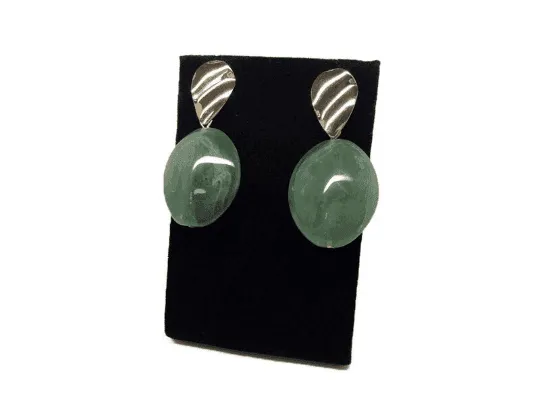 Green stones with Gold dangle earrings. Birthday gifts for women