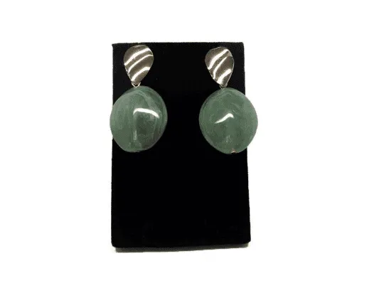 Green stones with Gold dangle earrings. Birthday gifts for women