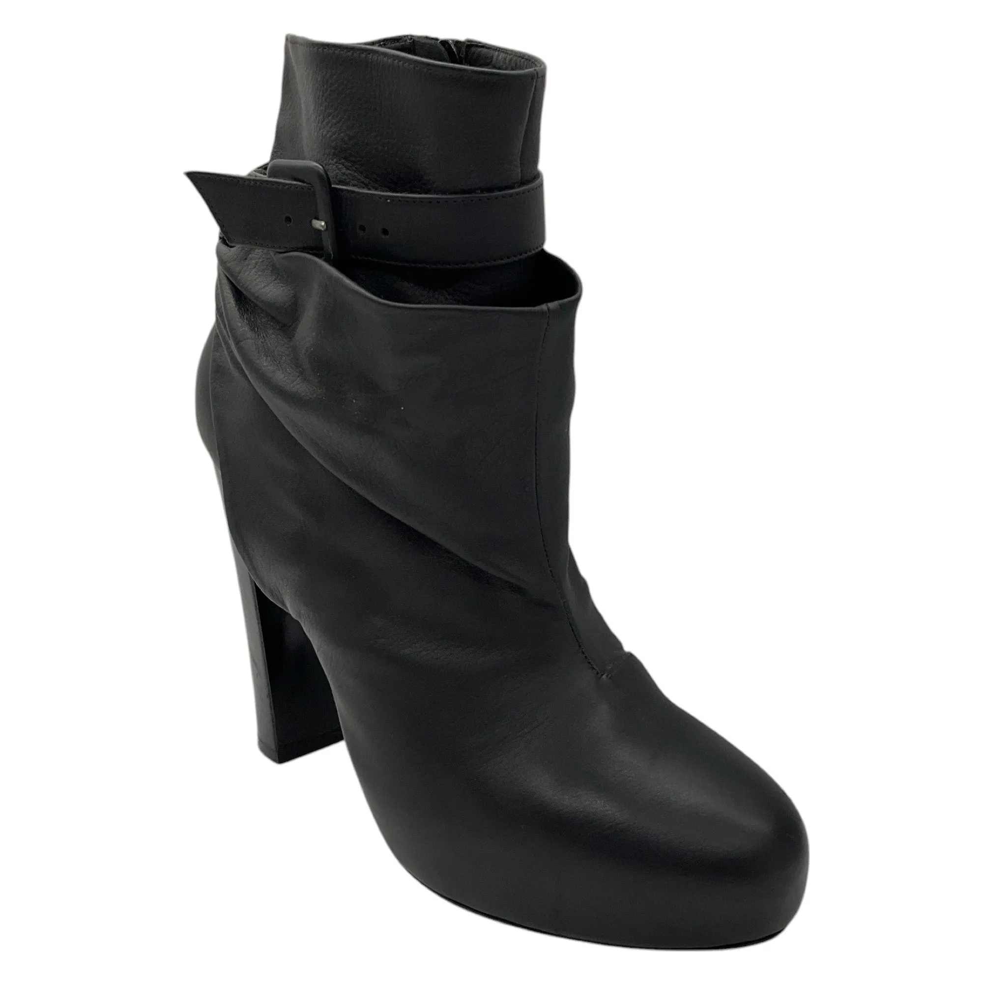 Hermes Black Leather Wrap Ankle Boots