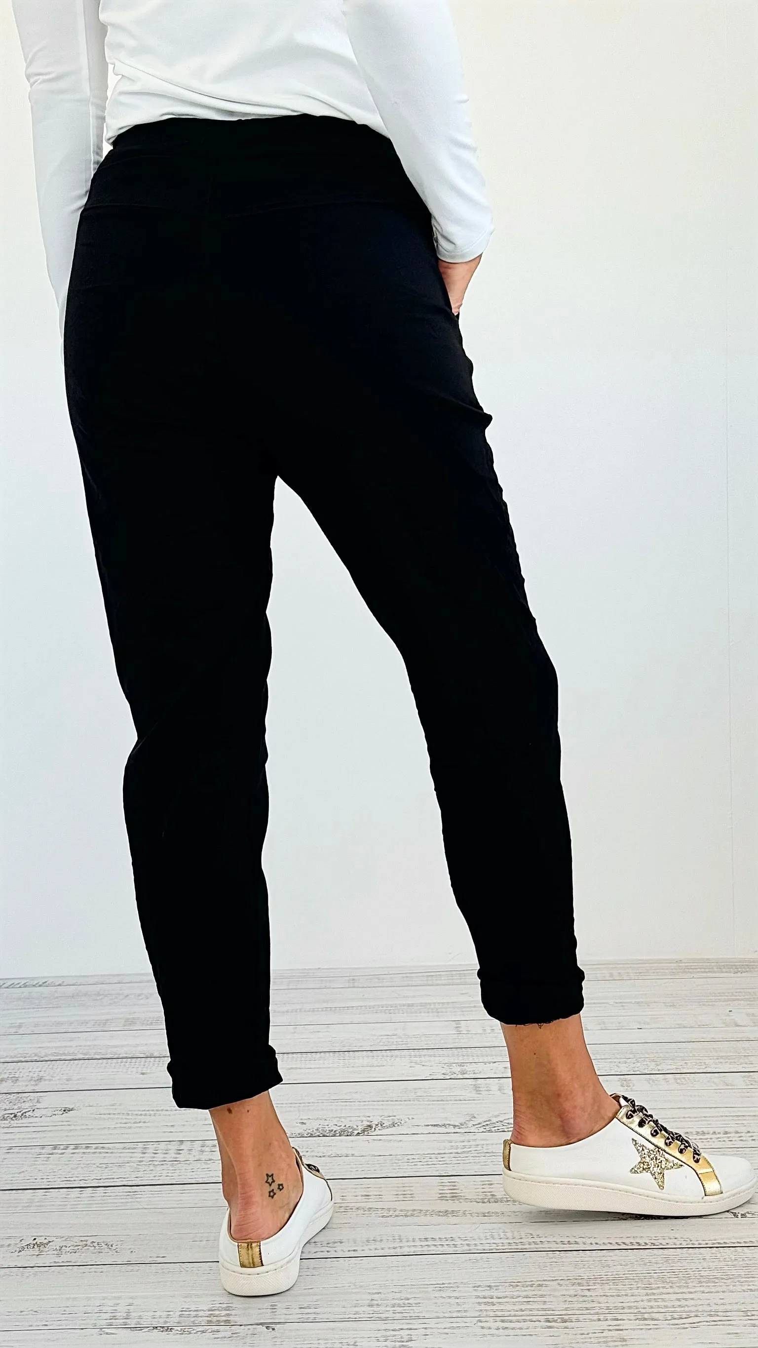 Italian Classic Moon Joggers - Black