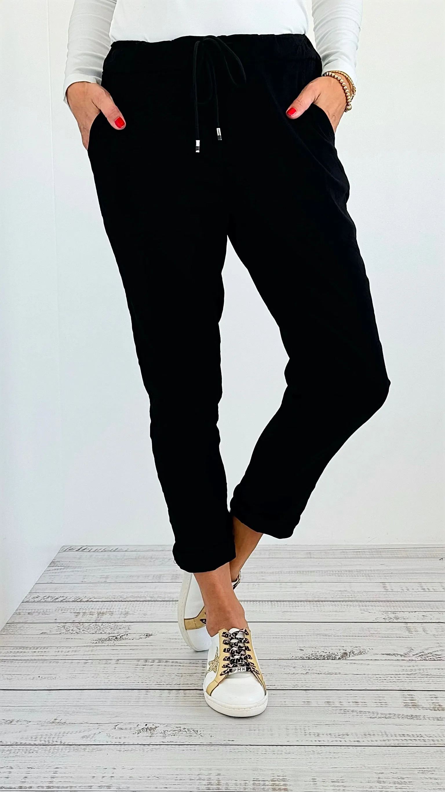 Italian Classic Moon Joggers - Black