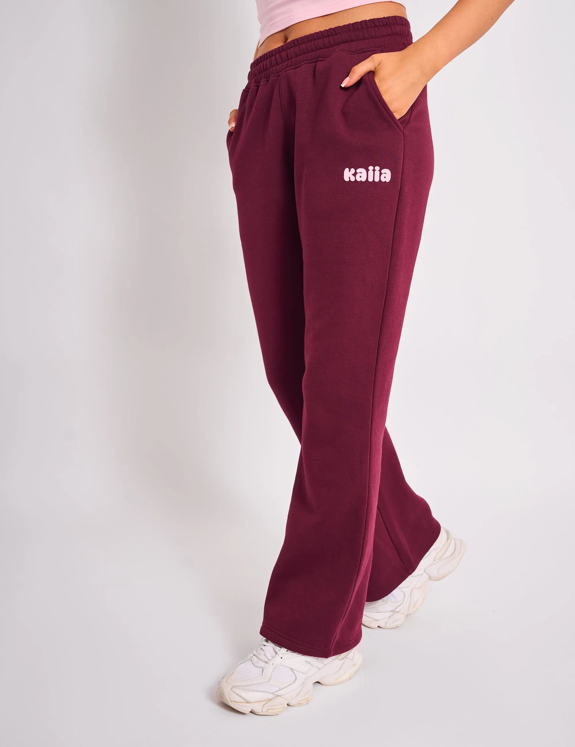 Kaiia Wide Leg Joggers Plum & Pink